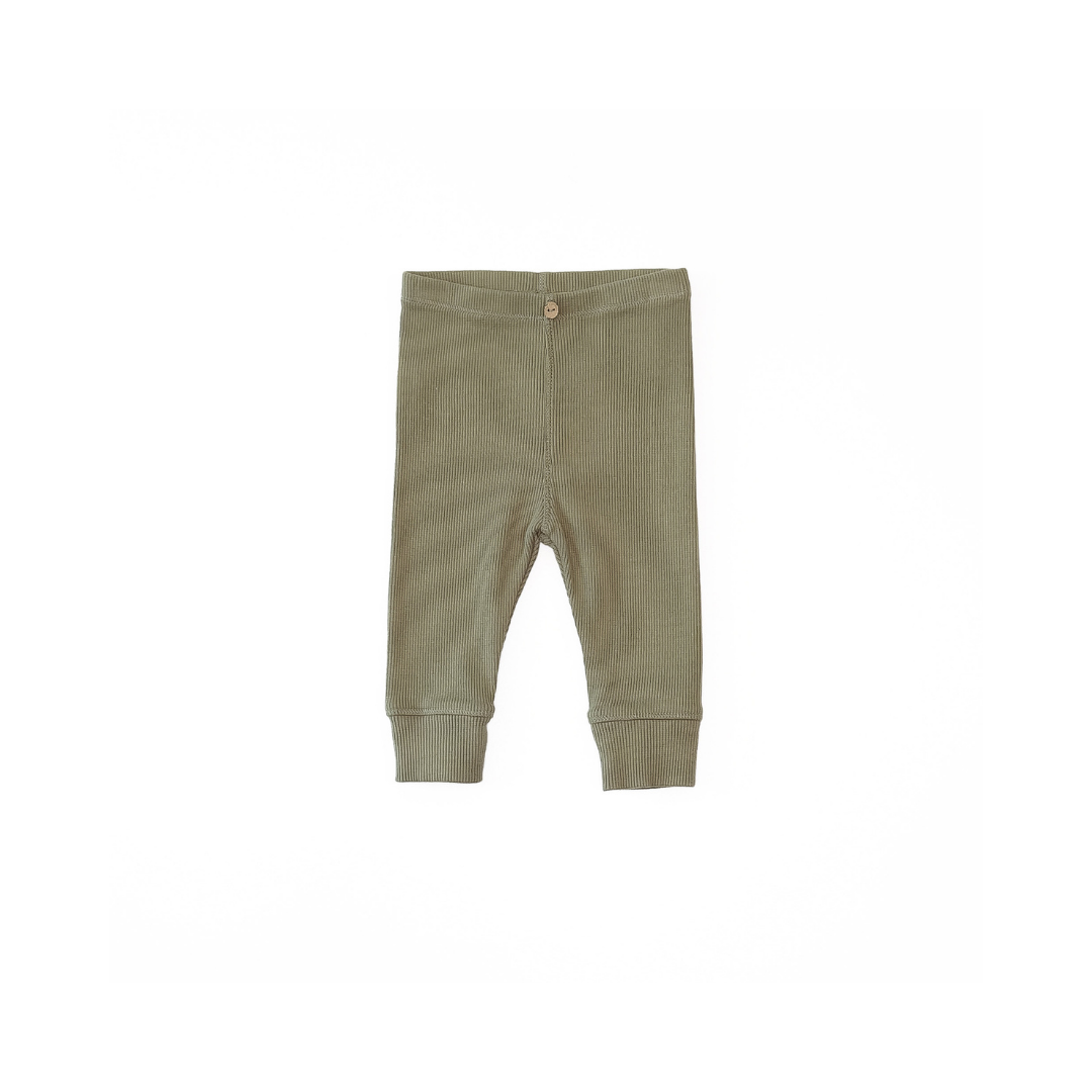 Basic Rib Leggings - khaki