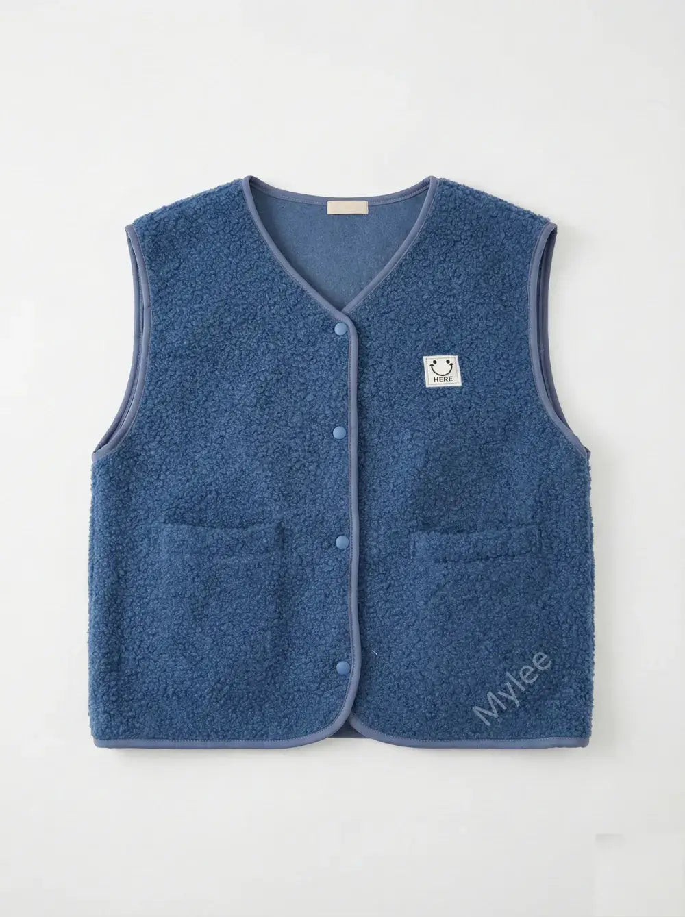 Ärmelloses Gilet Woman mit Smiley-Patch Blau Jeans