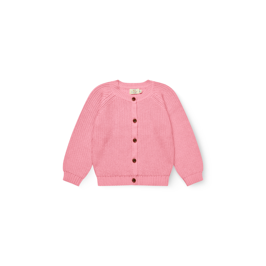 Gestrickter Rib Cardigan - Pink