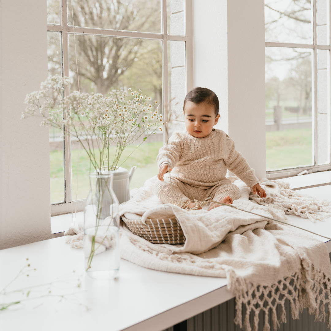Baby Strickleggings - ecru melange