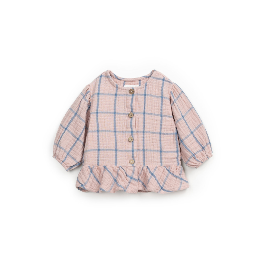 Musselin Bluse mit Streifen - rose/blau