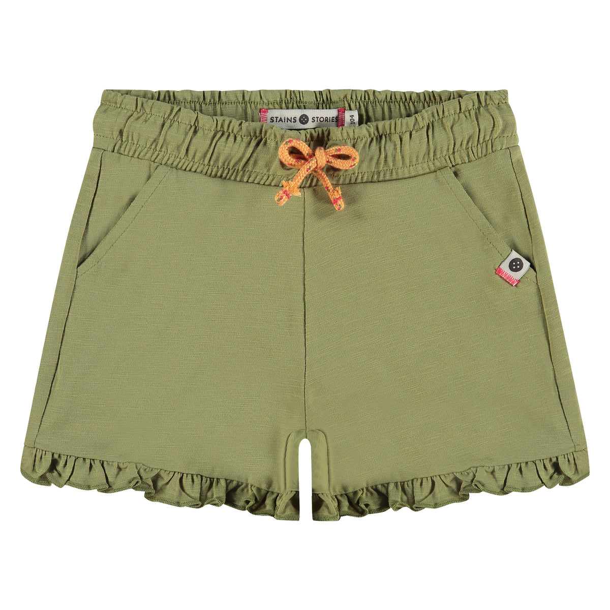 Jersey Shorts mit Kordel und Rüschen - grün