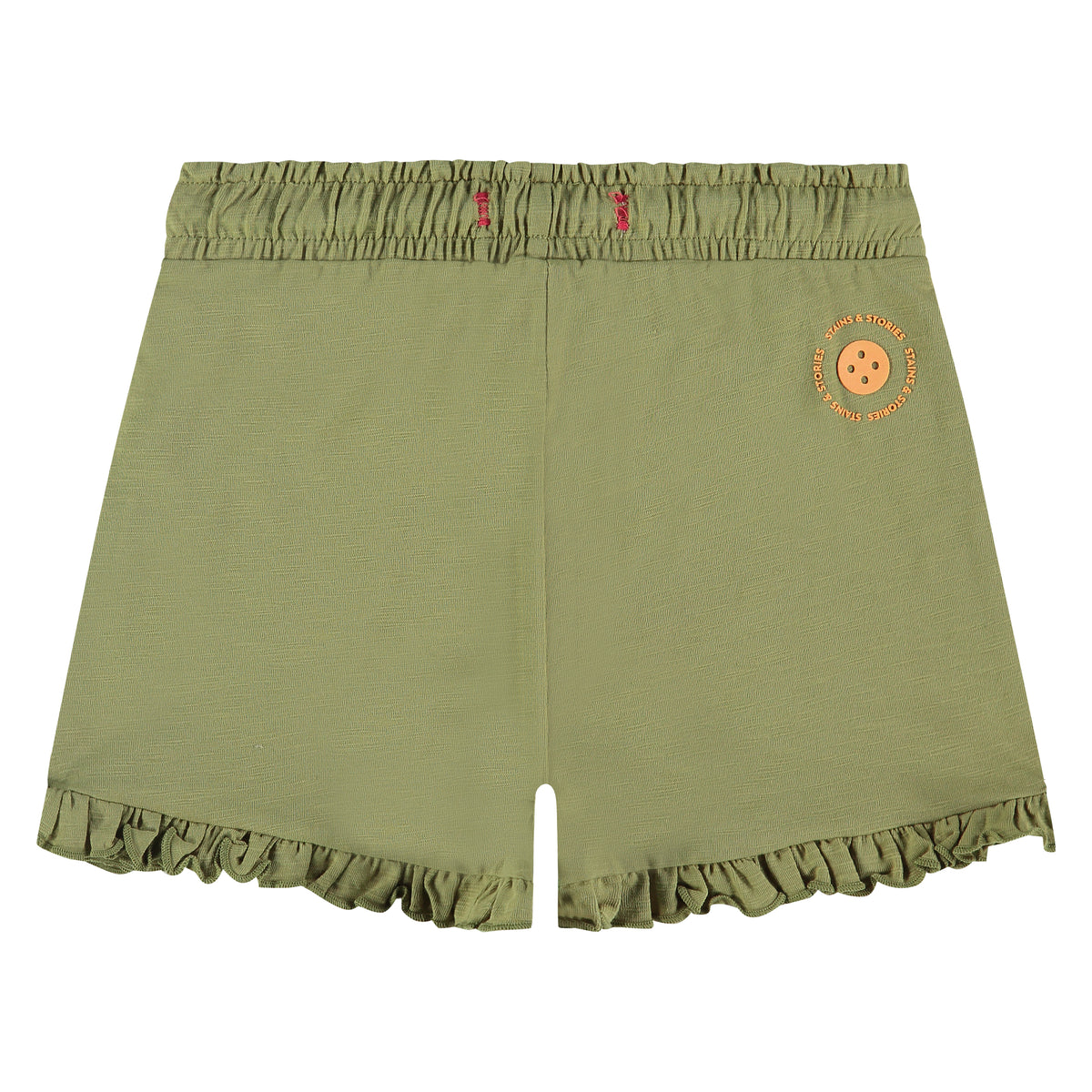 Jersey Shorts mit Kordel und Rüschen - grün