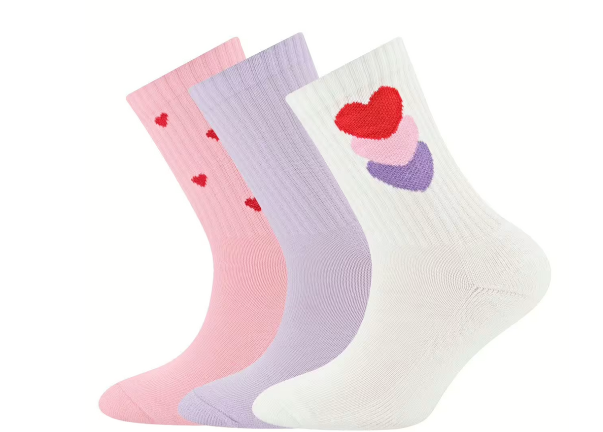3er Pack Socken - Herz/lila/rosa