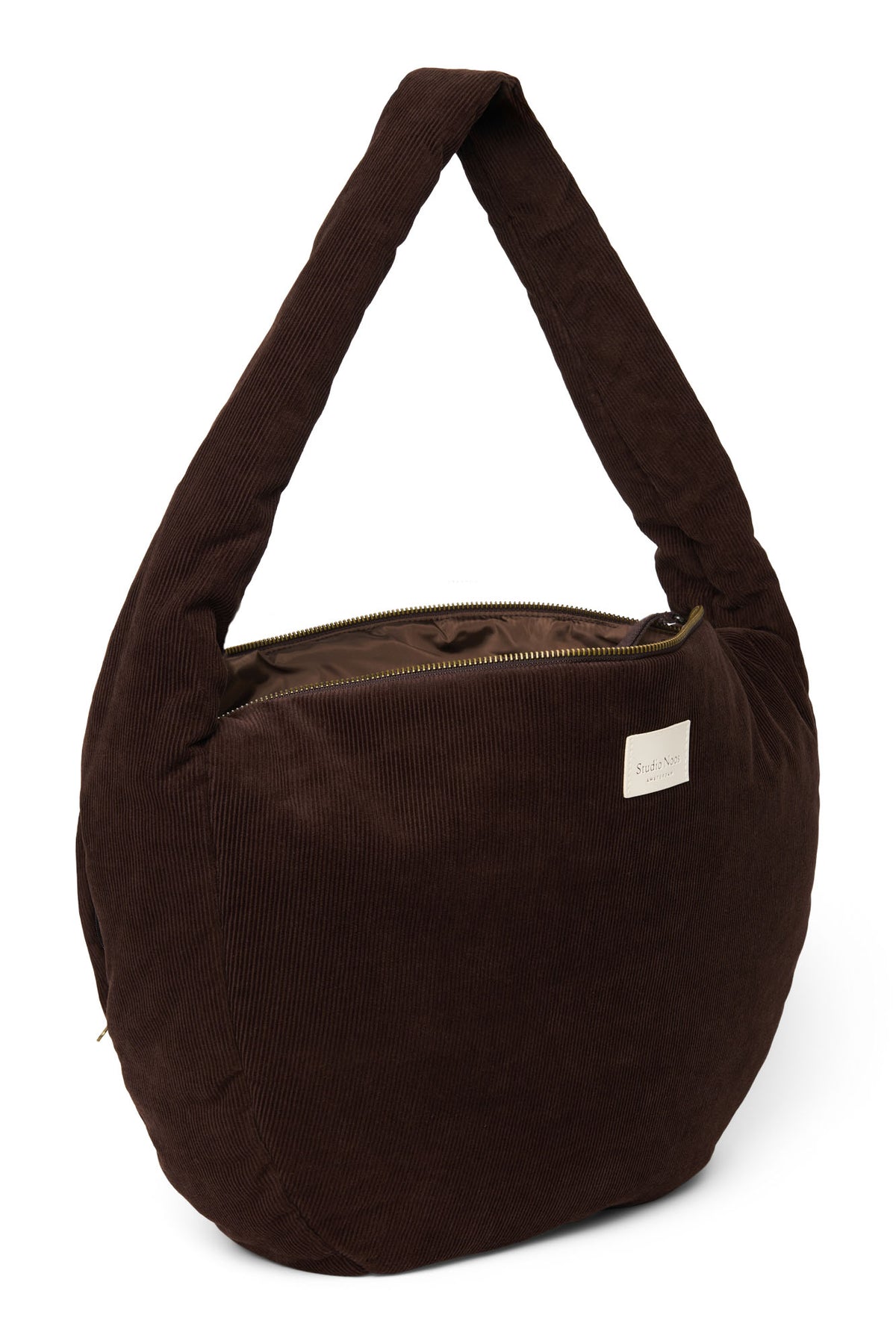 Rib Puﬀy Cross Body Bag - Dark Brown