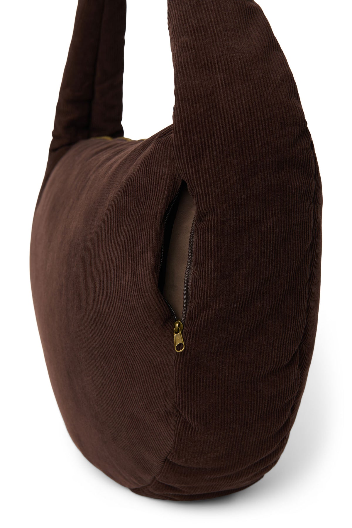 Rib Puﬀy Cross Body Bag - Dark Brown