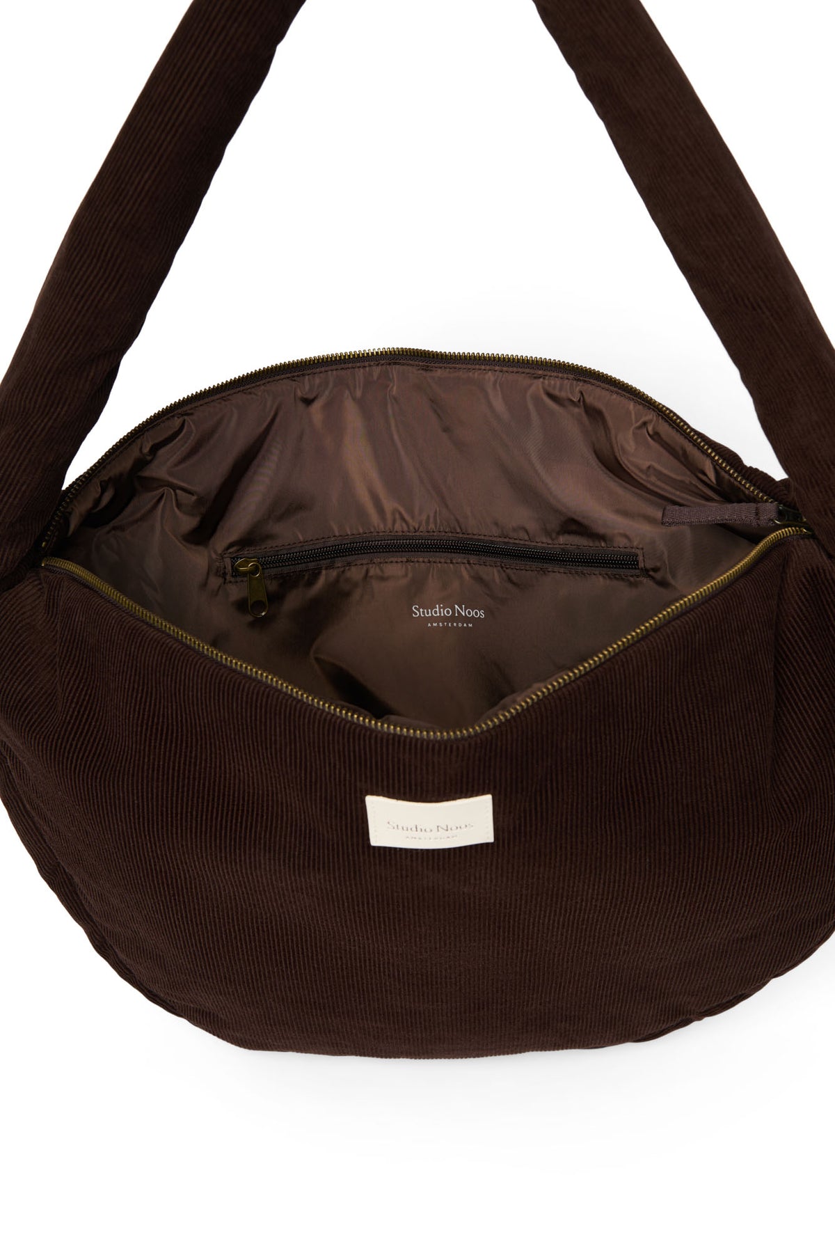 Rib Puﬀy Cross Body Bag - Dark Brown