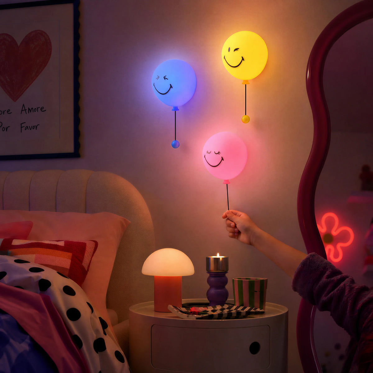 Smiley Lampe klein - rosa