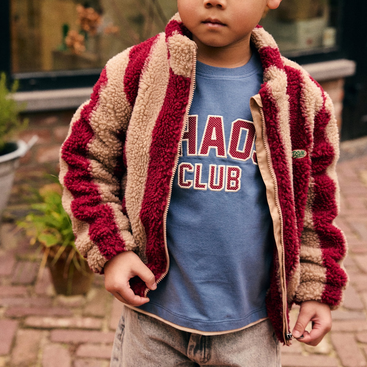 Teddy Jacke gestreift