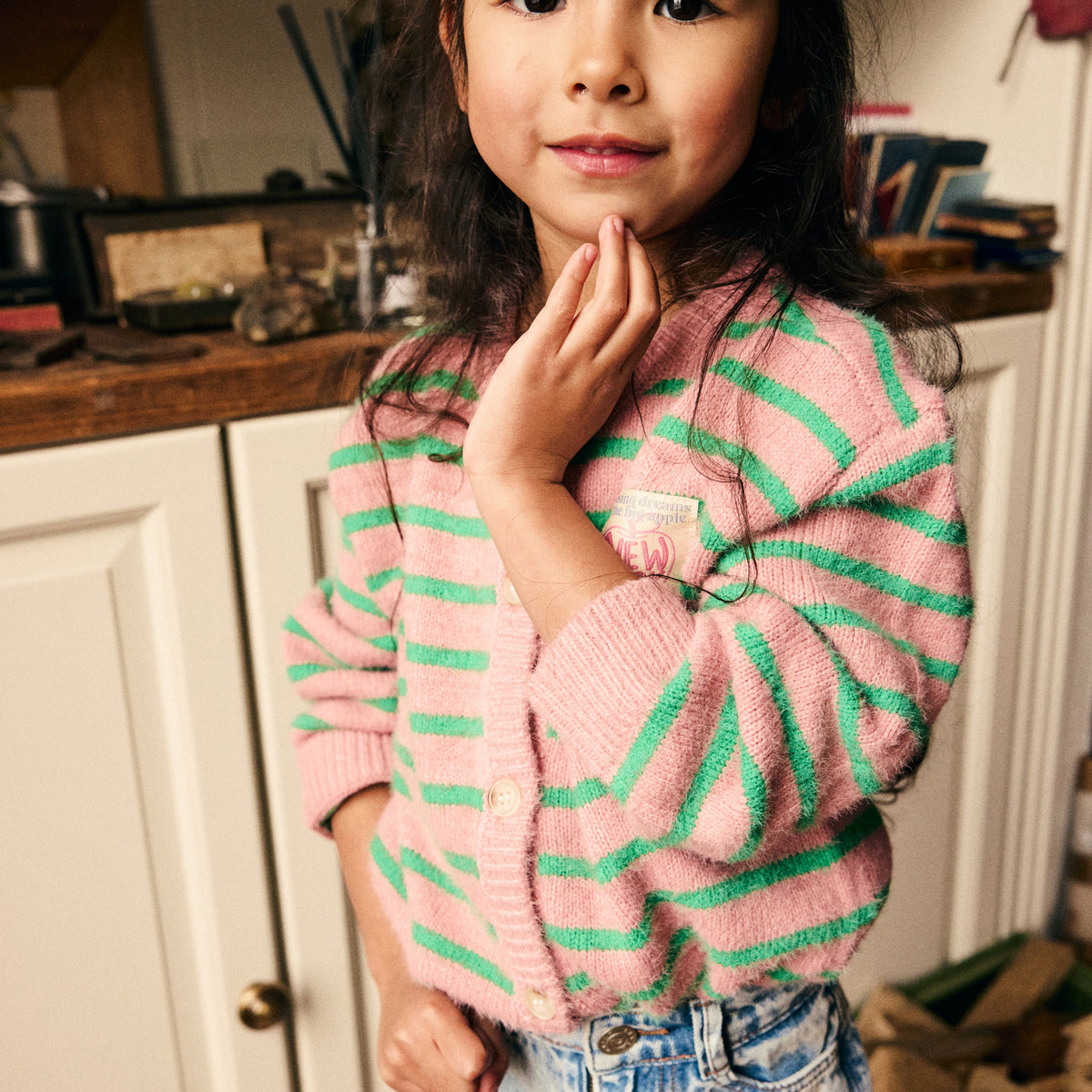 Gestreifter Strickcardigan