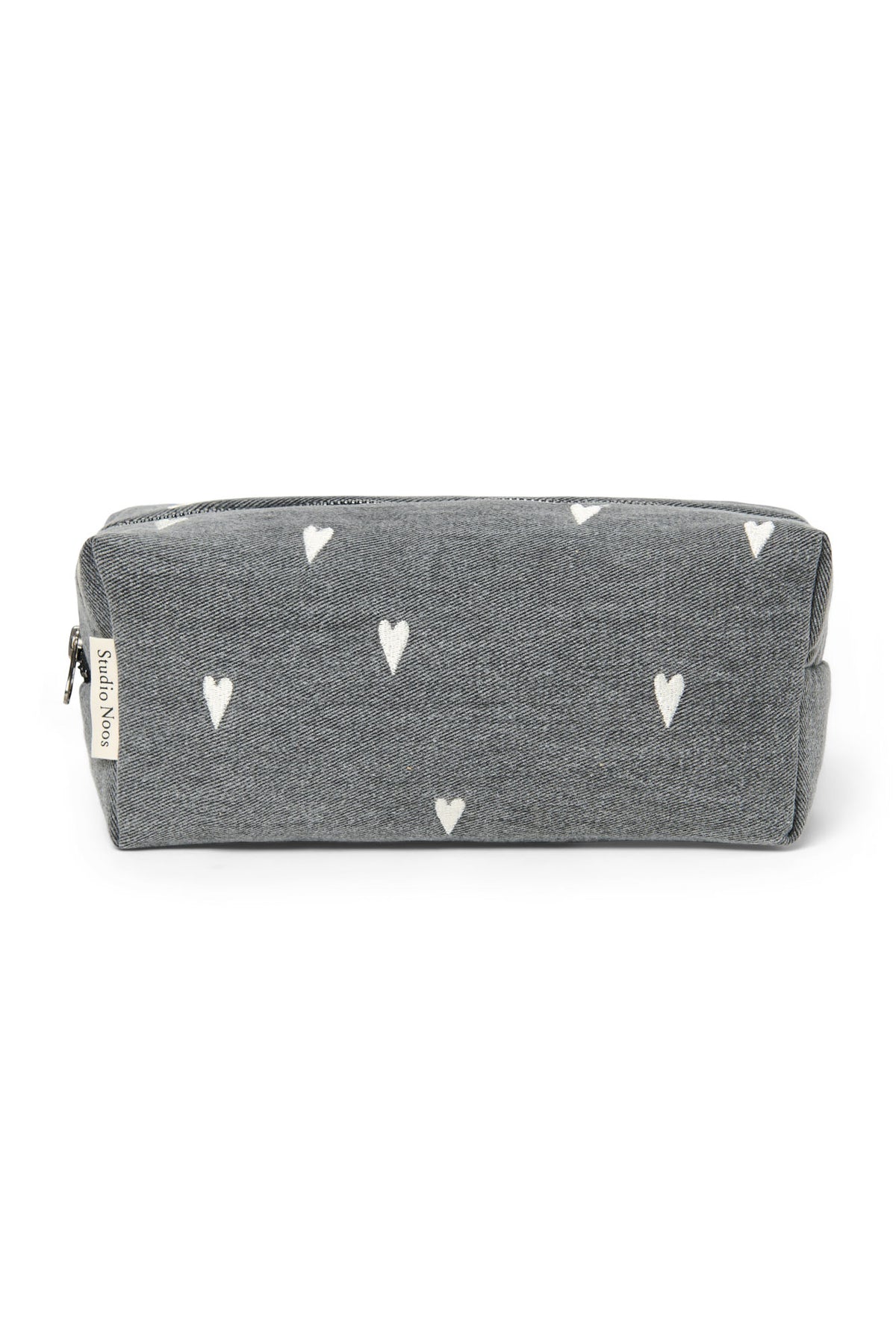Pouch Grey Denim Hearts