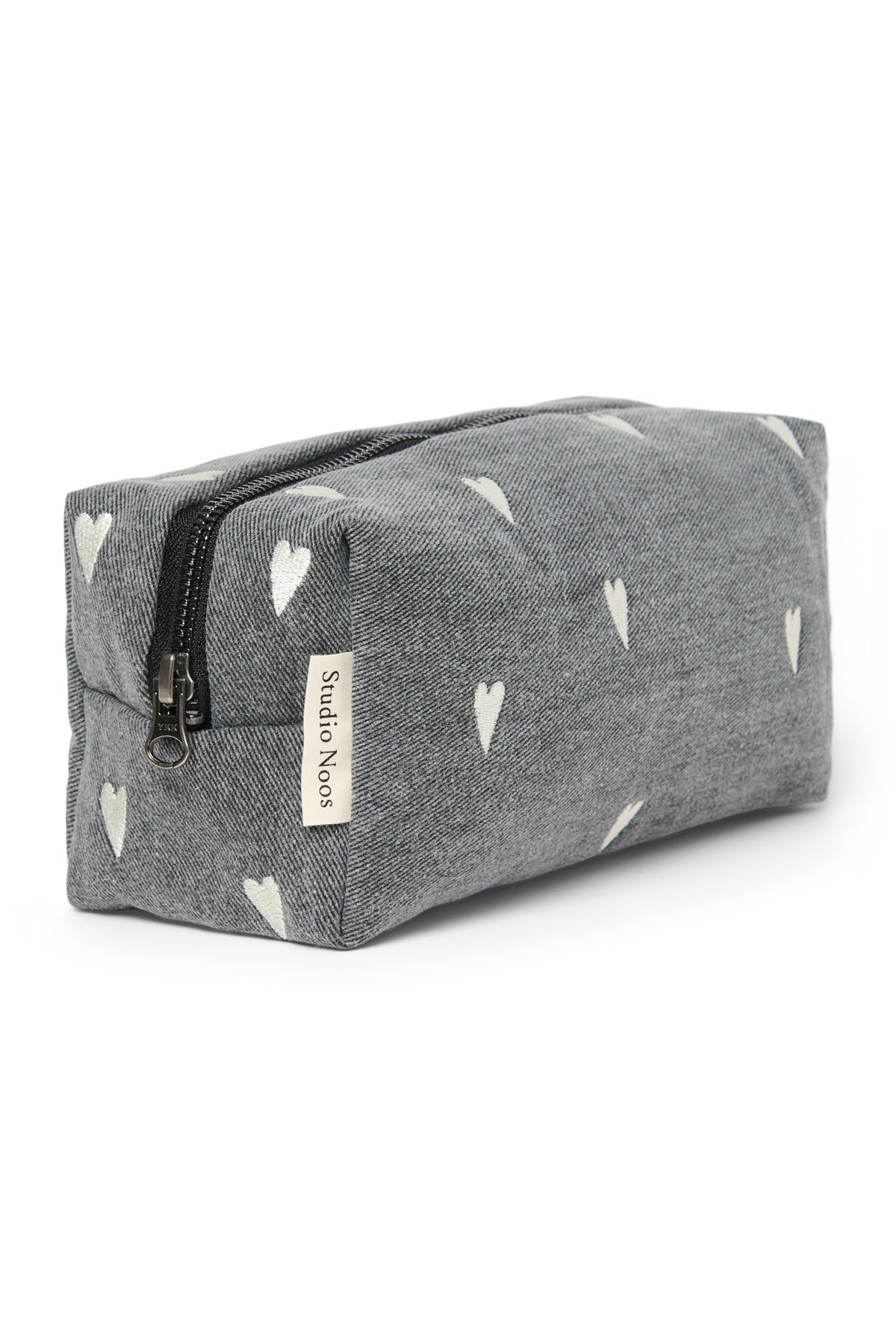 Pouch Grey Denim Hearts