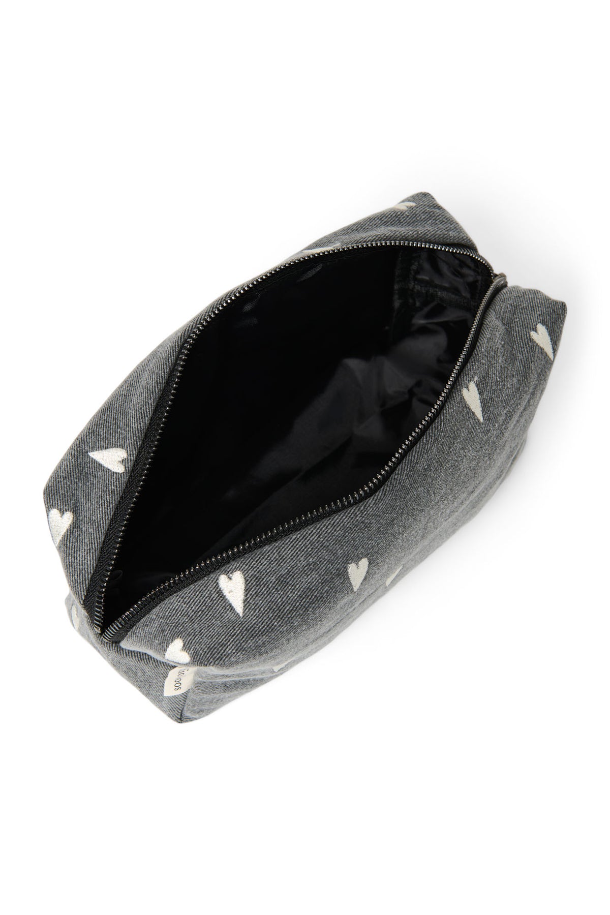 Pouch Grey Denim Hearts