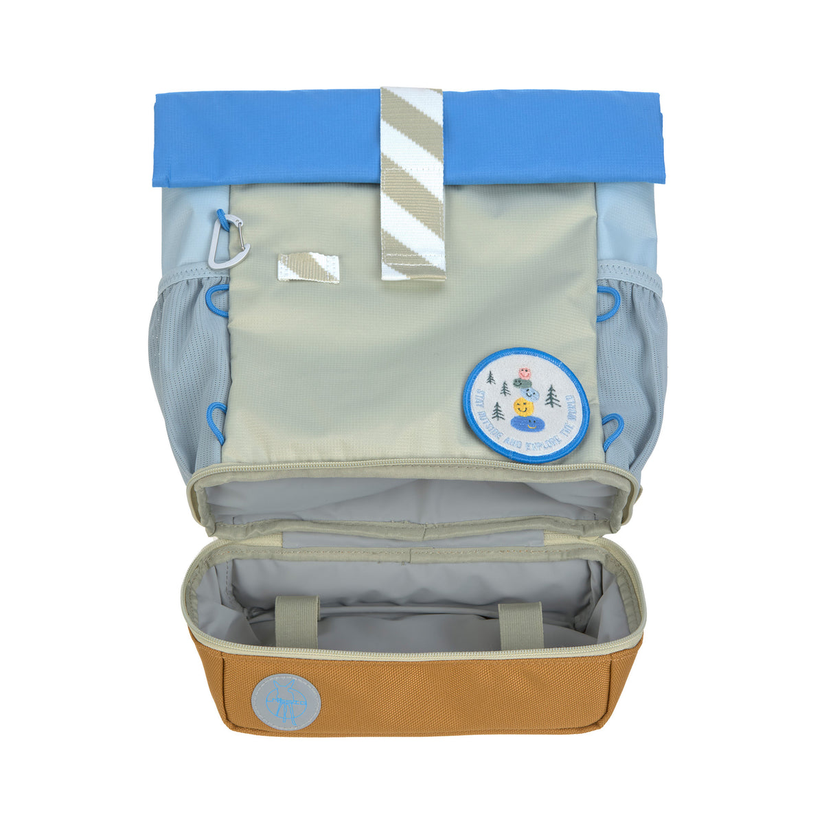 Kindergartenrucksack Rolltop Medium - Sunny Explorer, Grün Blau