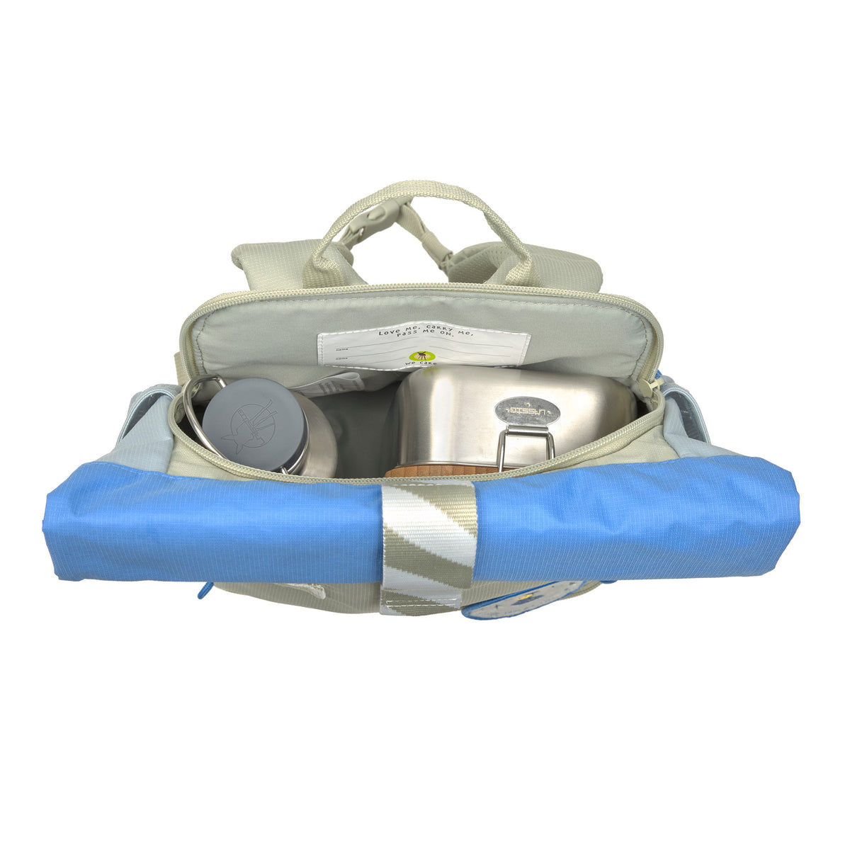 Kindergartenrucksack Rolltop Medium - Sunny Explorer, Grün Blau