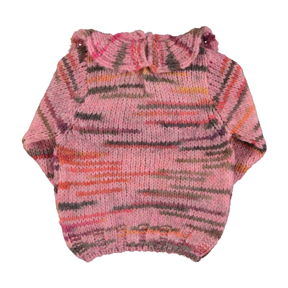 Strickpullover mit Kragen | Multicolor pink