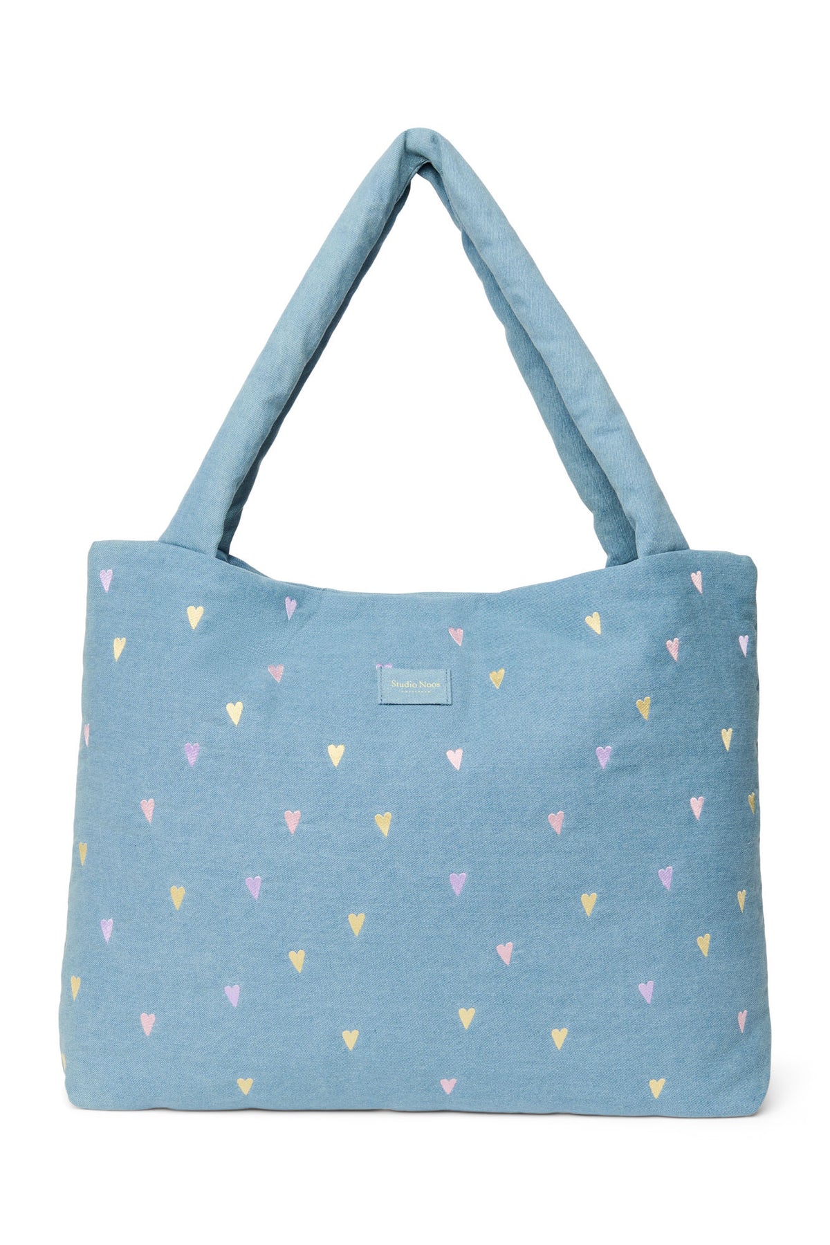Denim Mom Bag - Hearts light blue