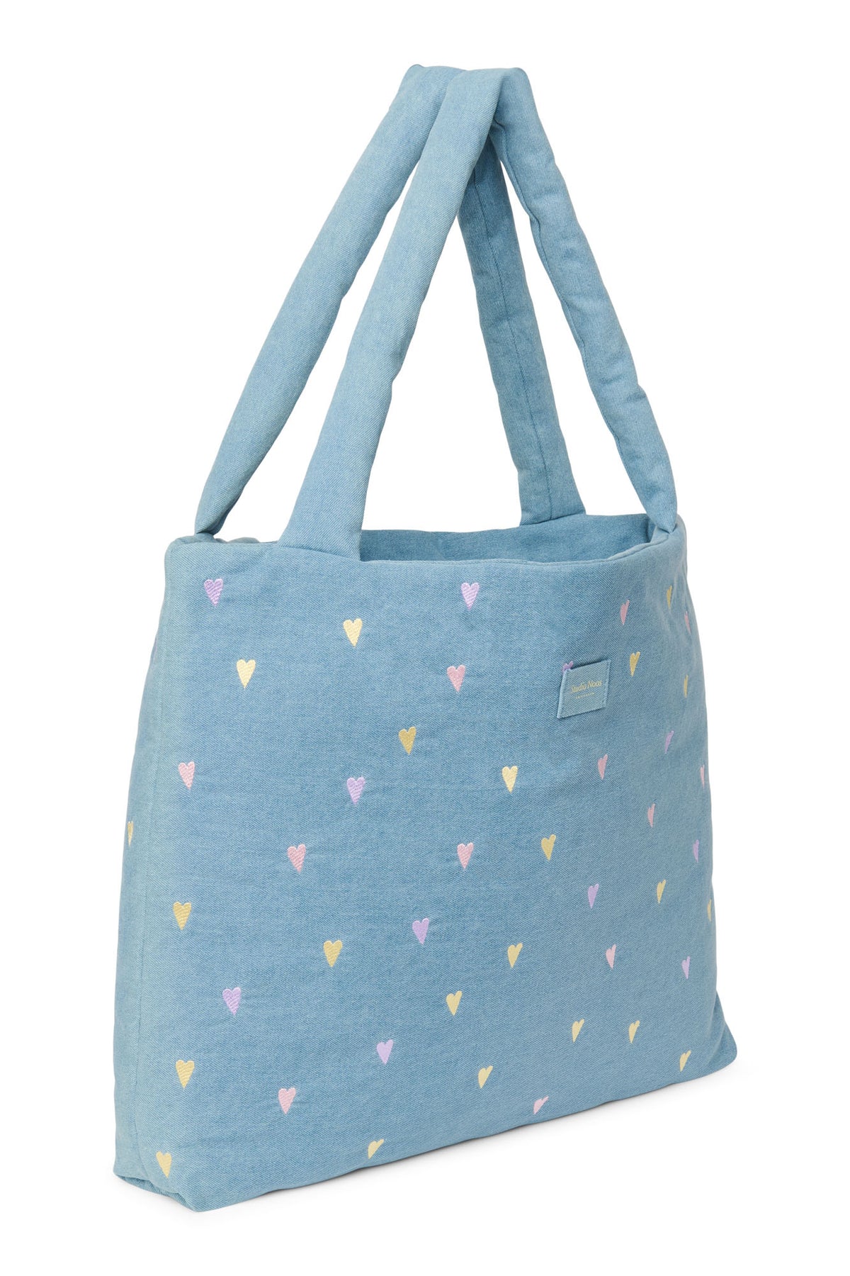 Denim Mom Bag - Hearts light blue