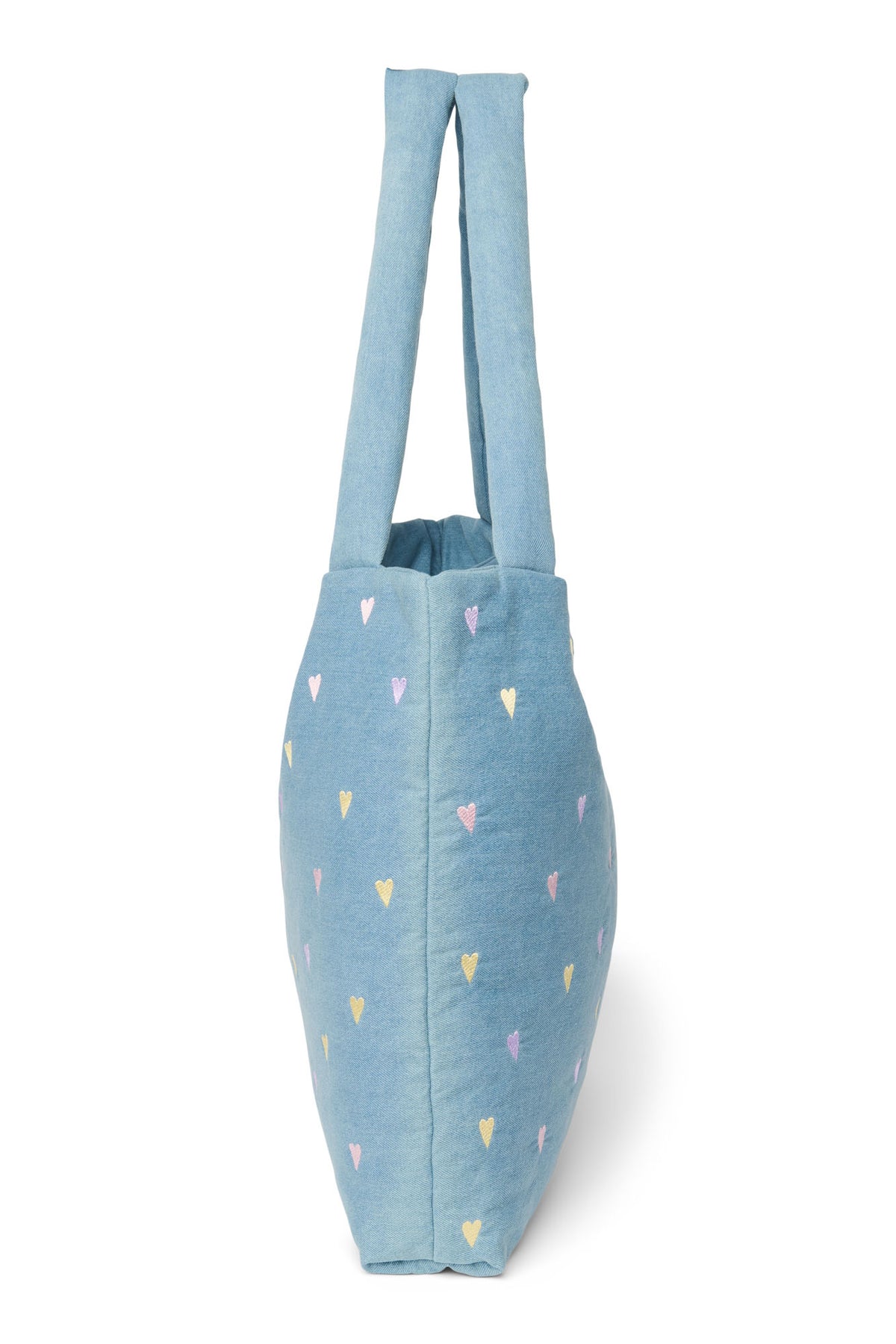 Denim Mom Bag - Hearts light blue