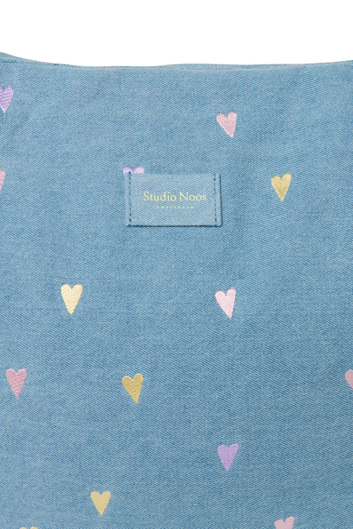 Denim Mom Bag - Hearts light blue