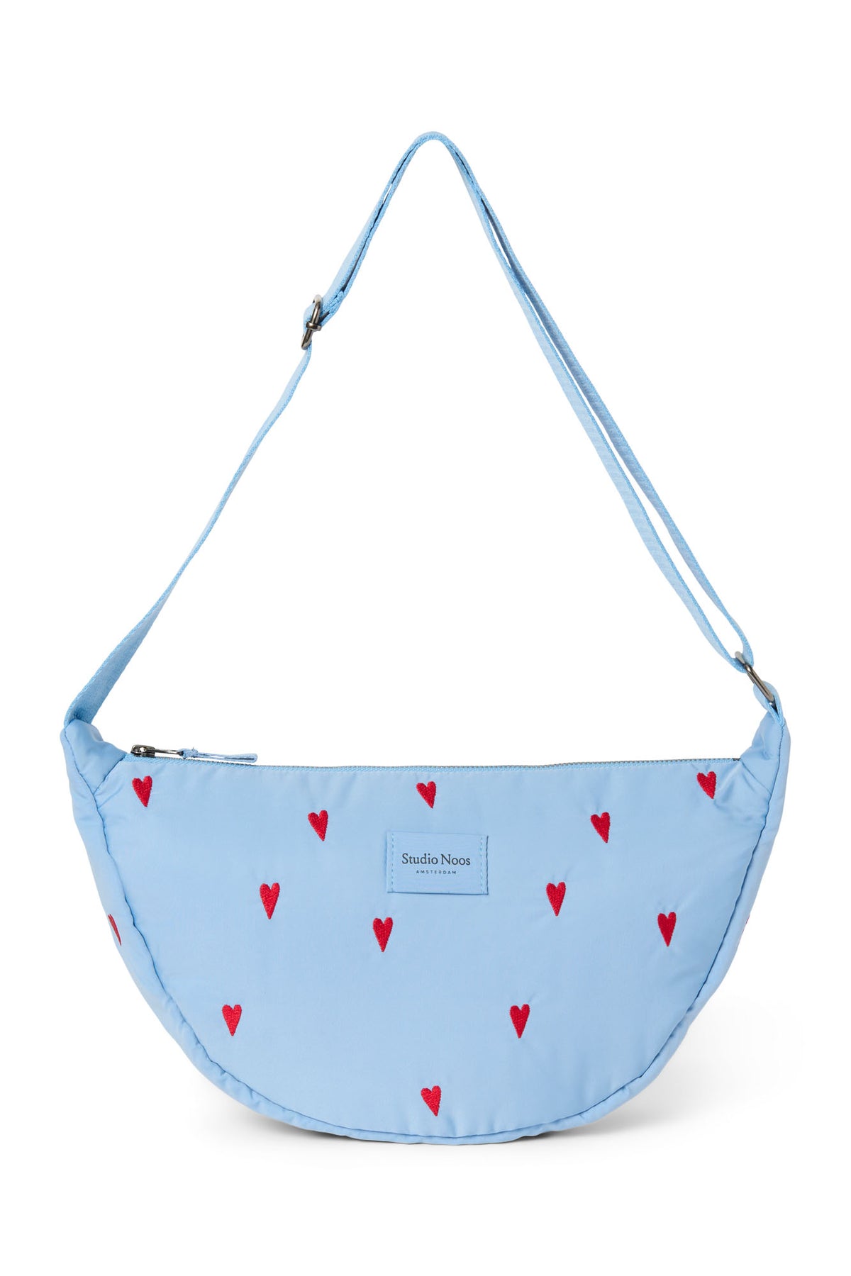 Puffy Adult Fanny Pack - Light blue hearts