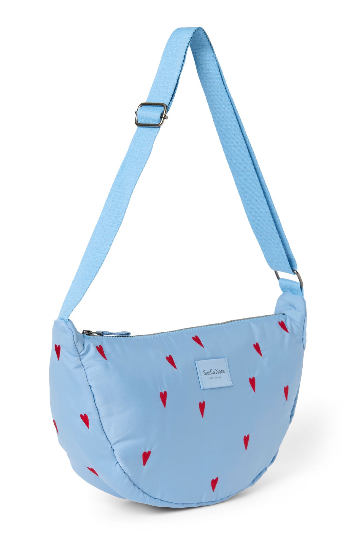 Puffy Adult Fanny Pack - Light blue hearts
