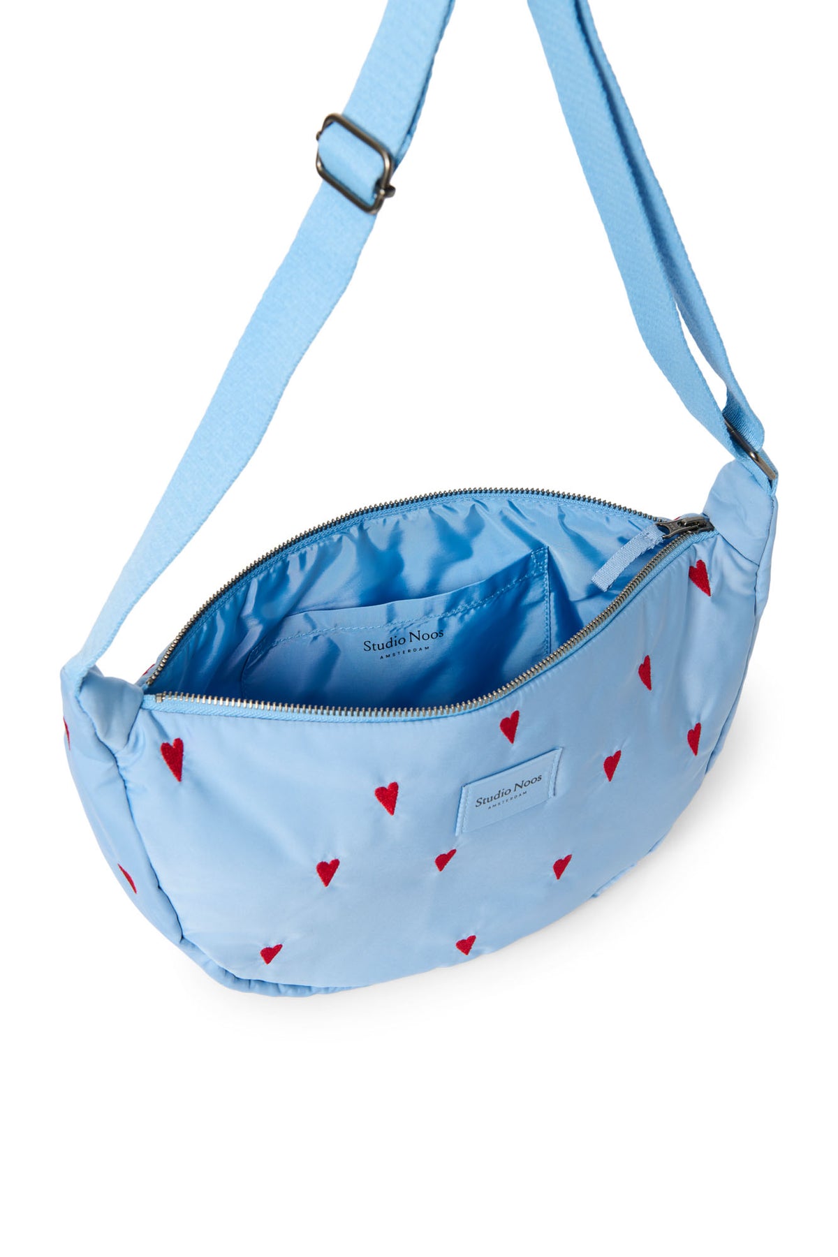 Puffy Adult Fanny Pack - Light blue hearts