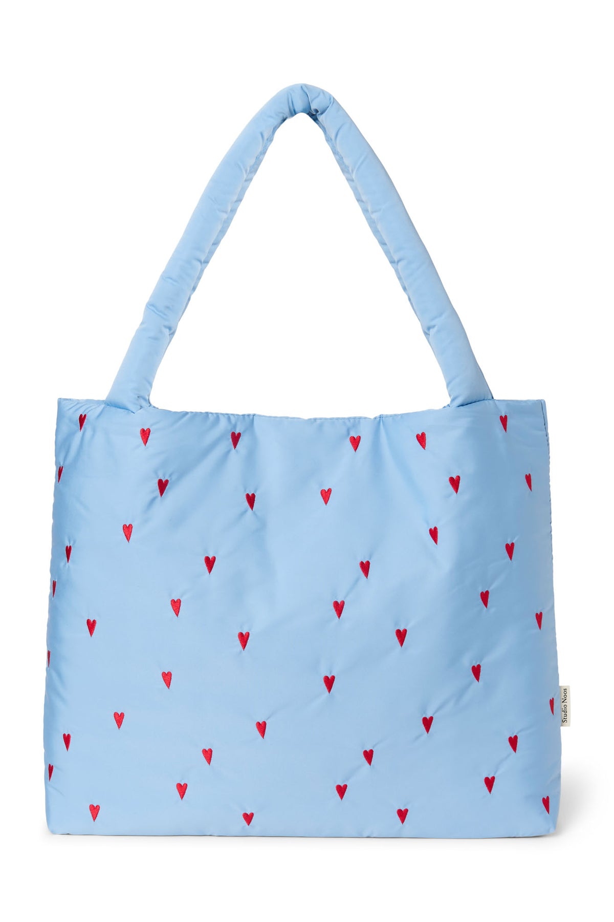 Puffy Mom Bag - Light blue hearts