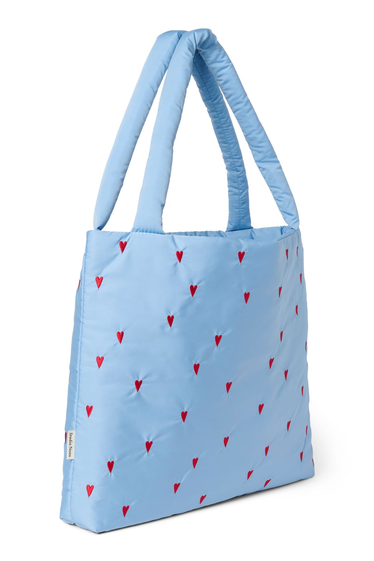 Puffy Mom Bag - Light blue hearts