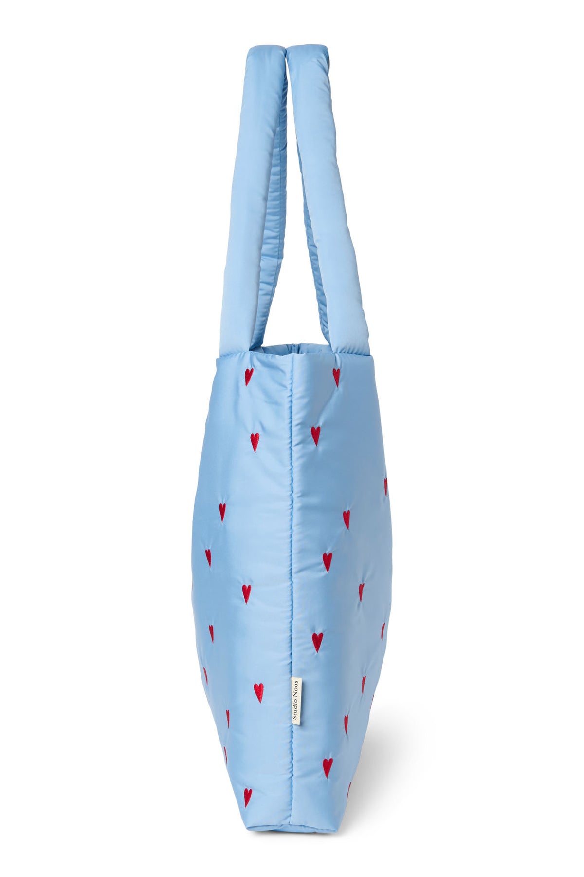 Puffy Mom Bag - Light blue hearts