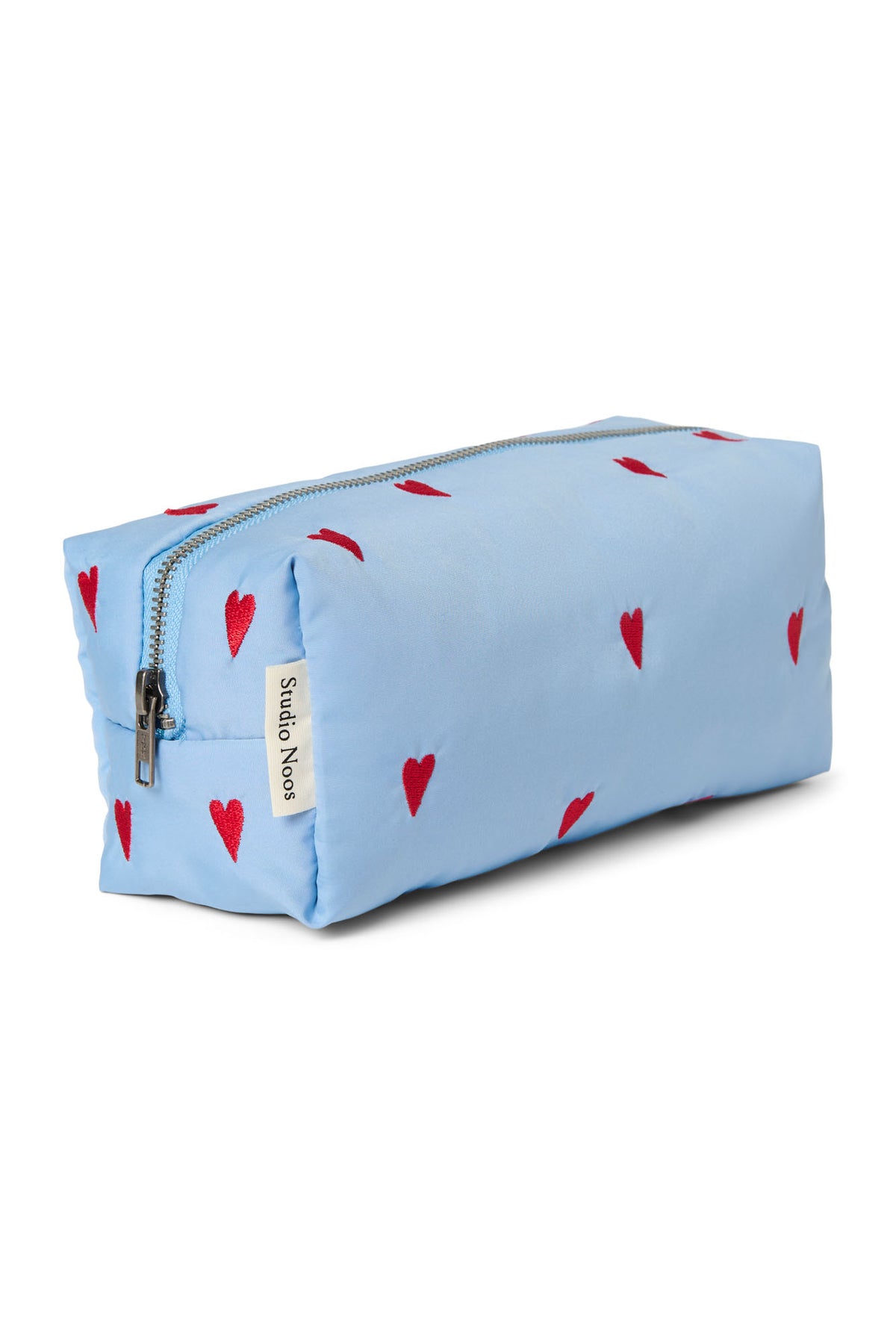 Puffy Pouch - Light blue hearts