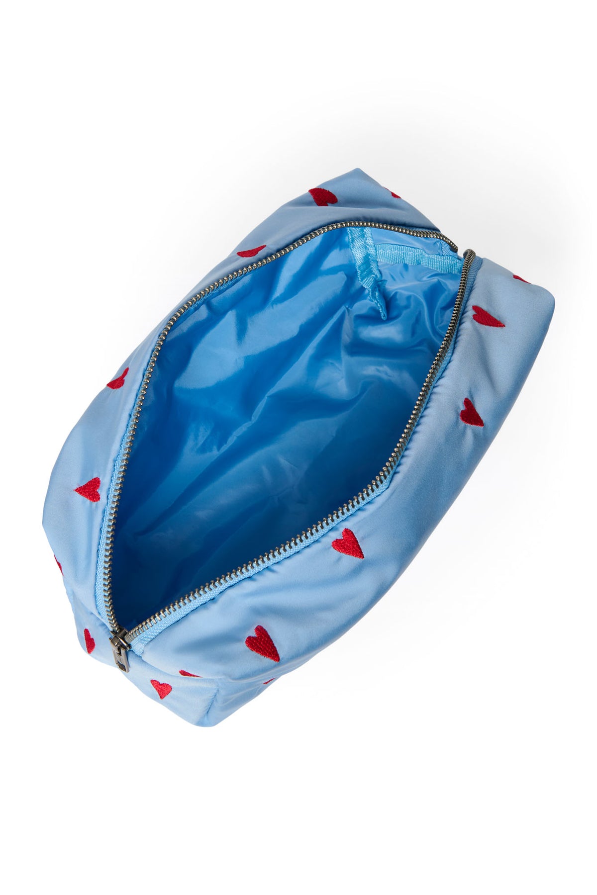 Puffy Pouch - Light blue hearts