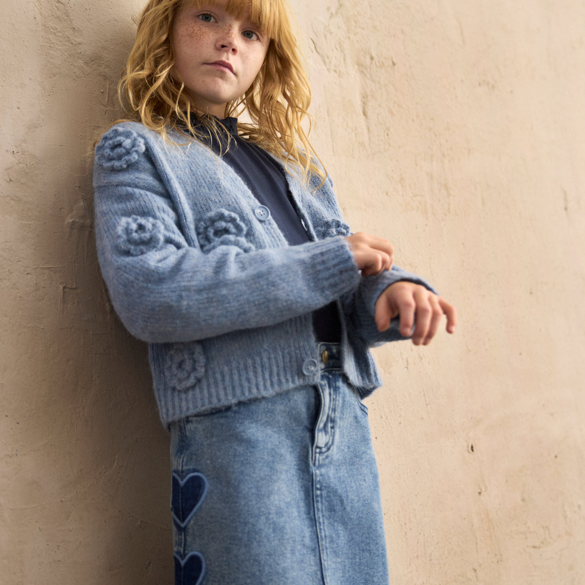 Strick Cardigan mit Blumen