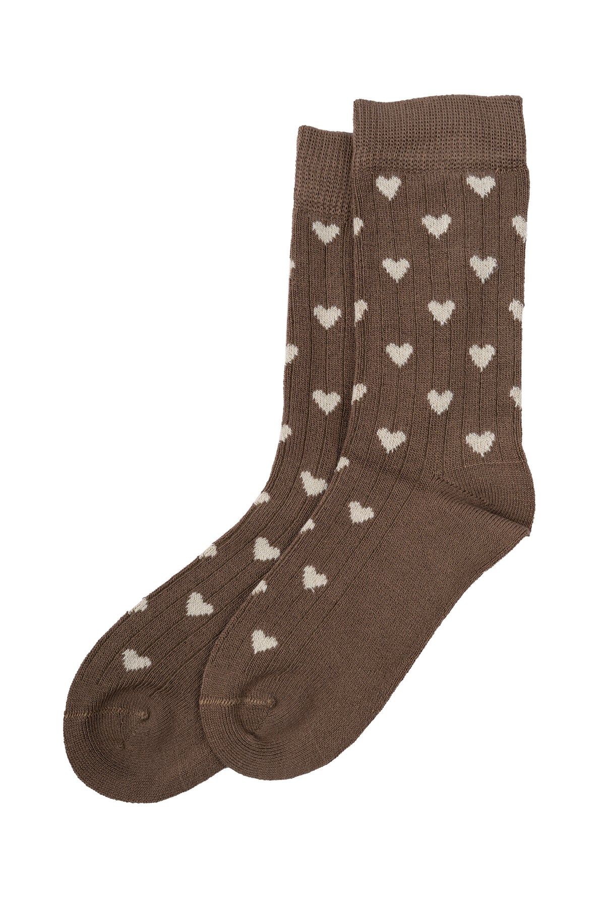 Bambussocken Herz -  Chocolade Brown/Off White