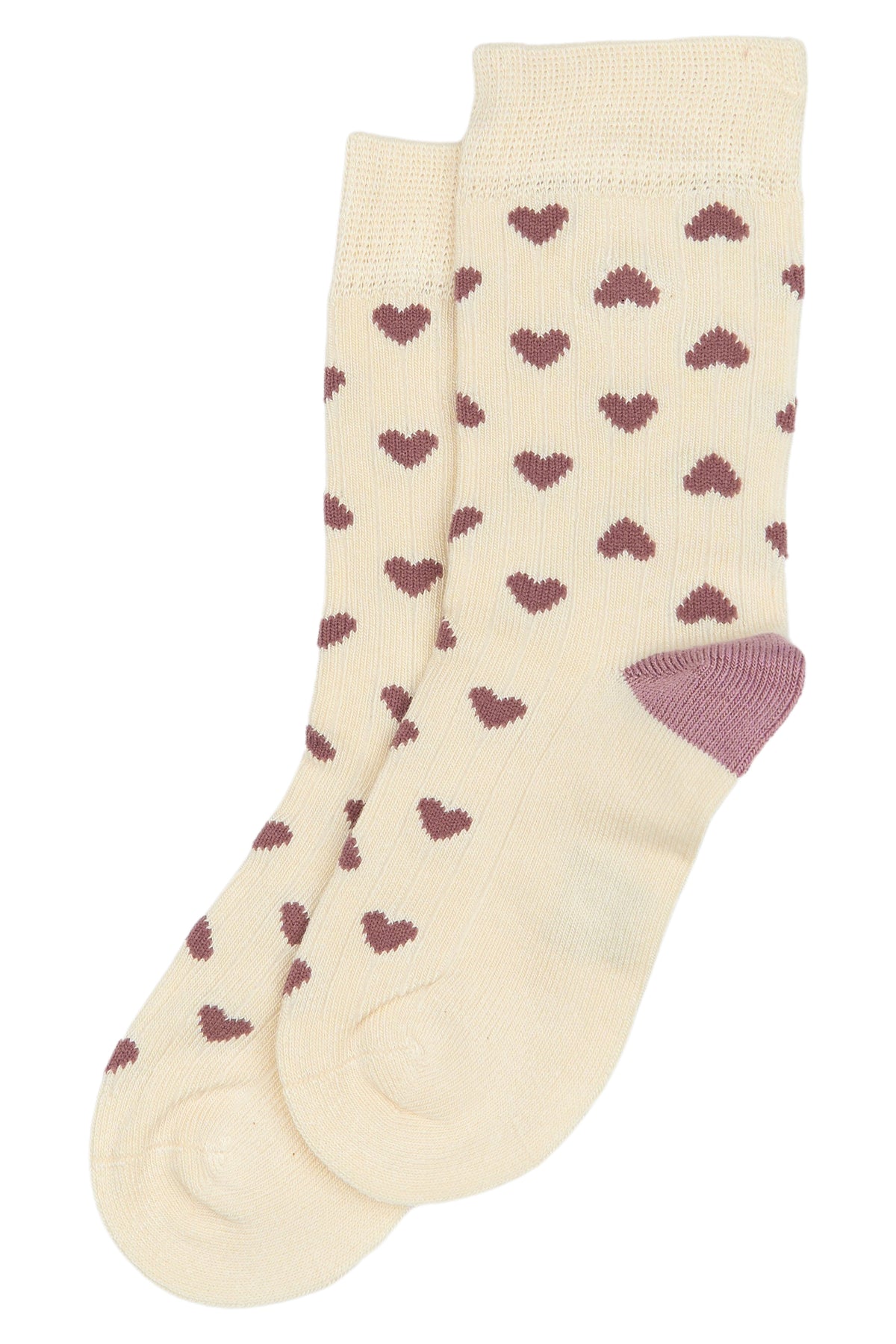 Bambussocken Herz - Off White/Pale Pink