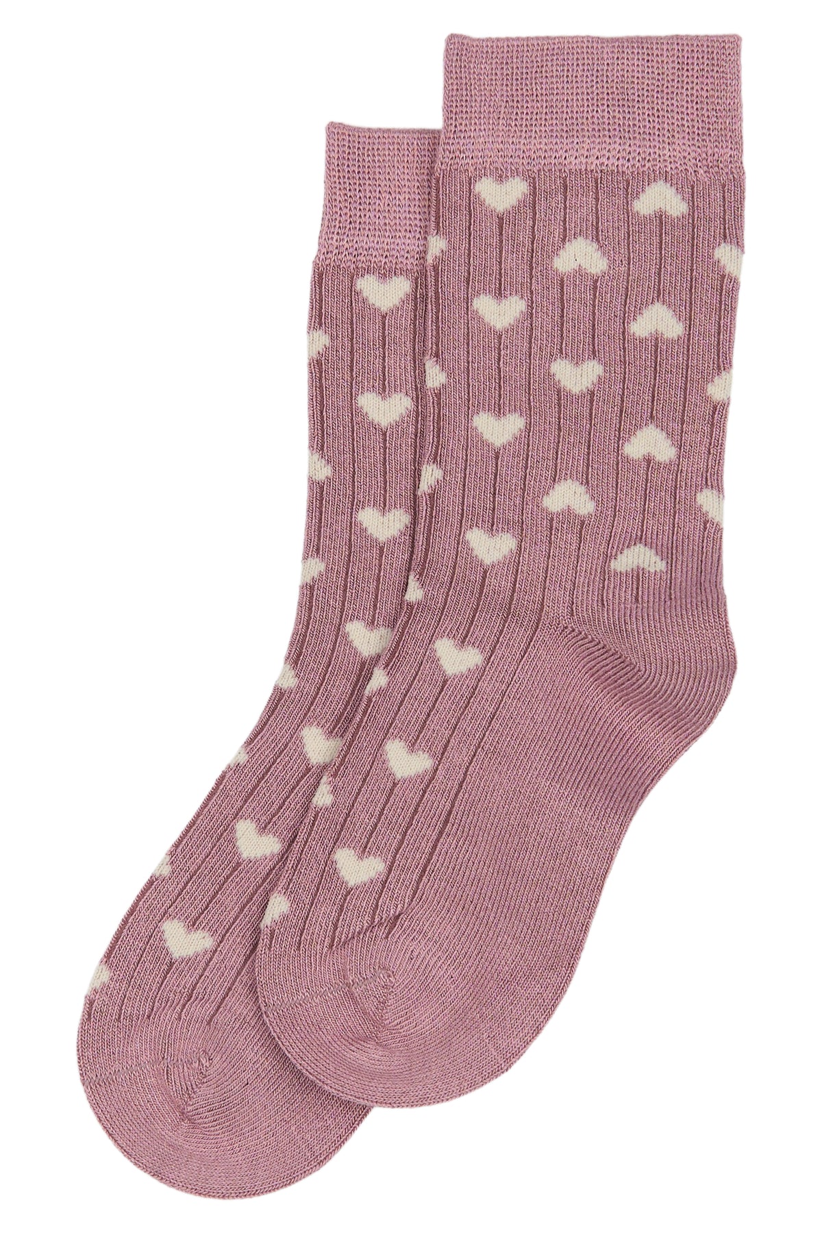 Bambussocken Herz - Pale Pink/Off White