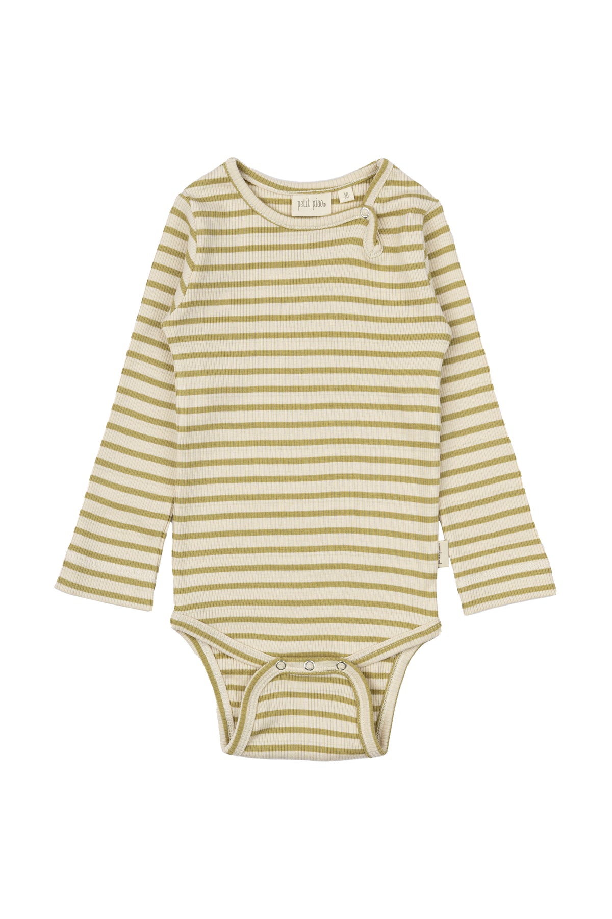 Langarm Body - gestreift khaki