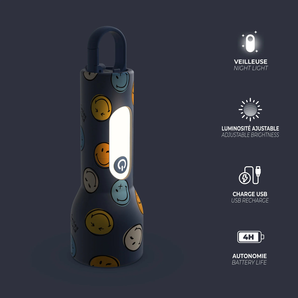 Taschenlampe Smiley - blau