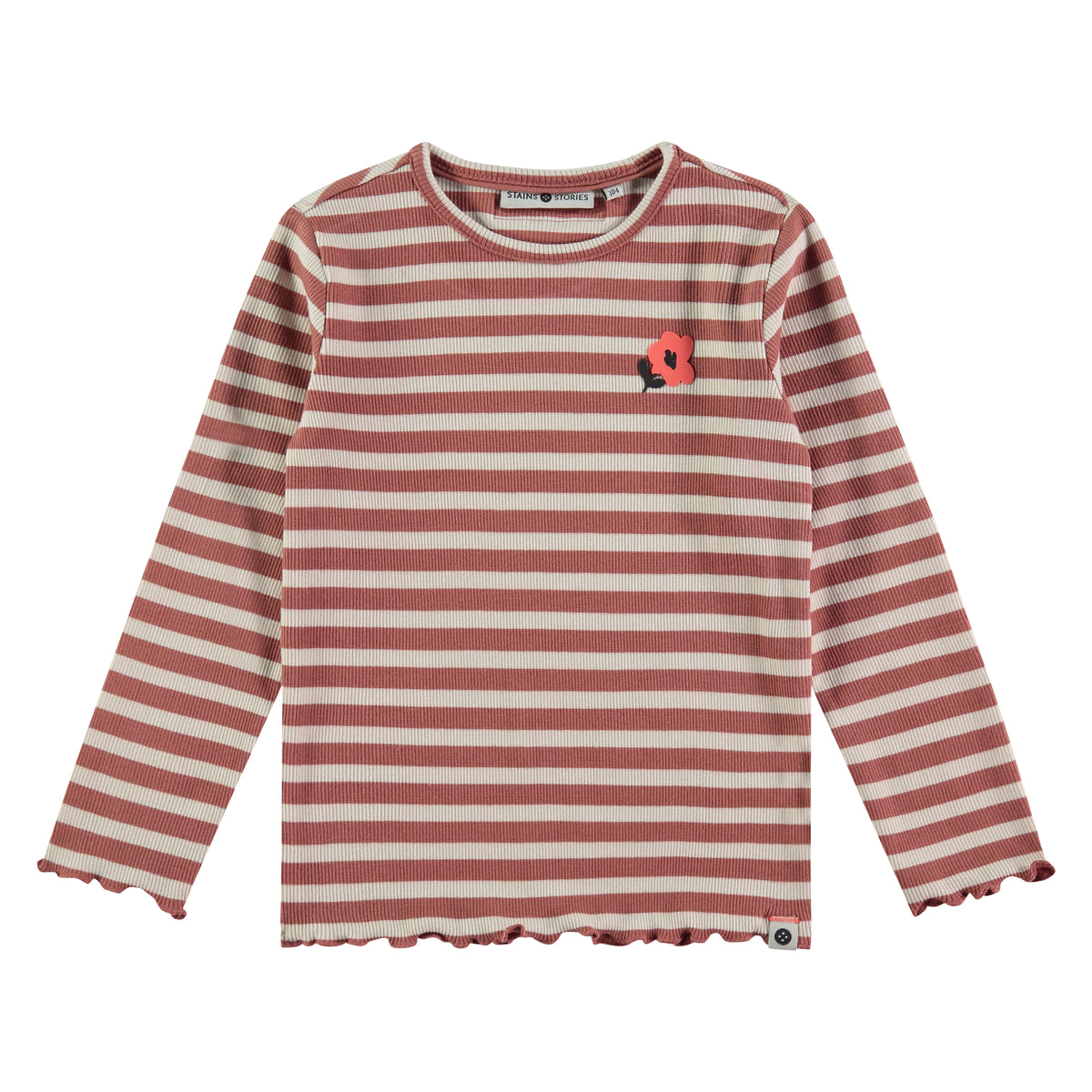 Gestreiftes Langarmshirt mit Blume