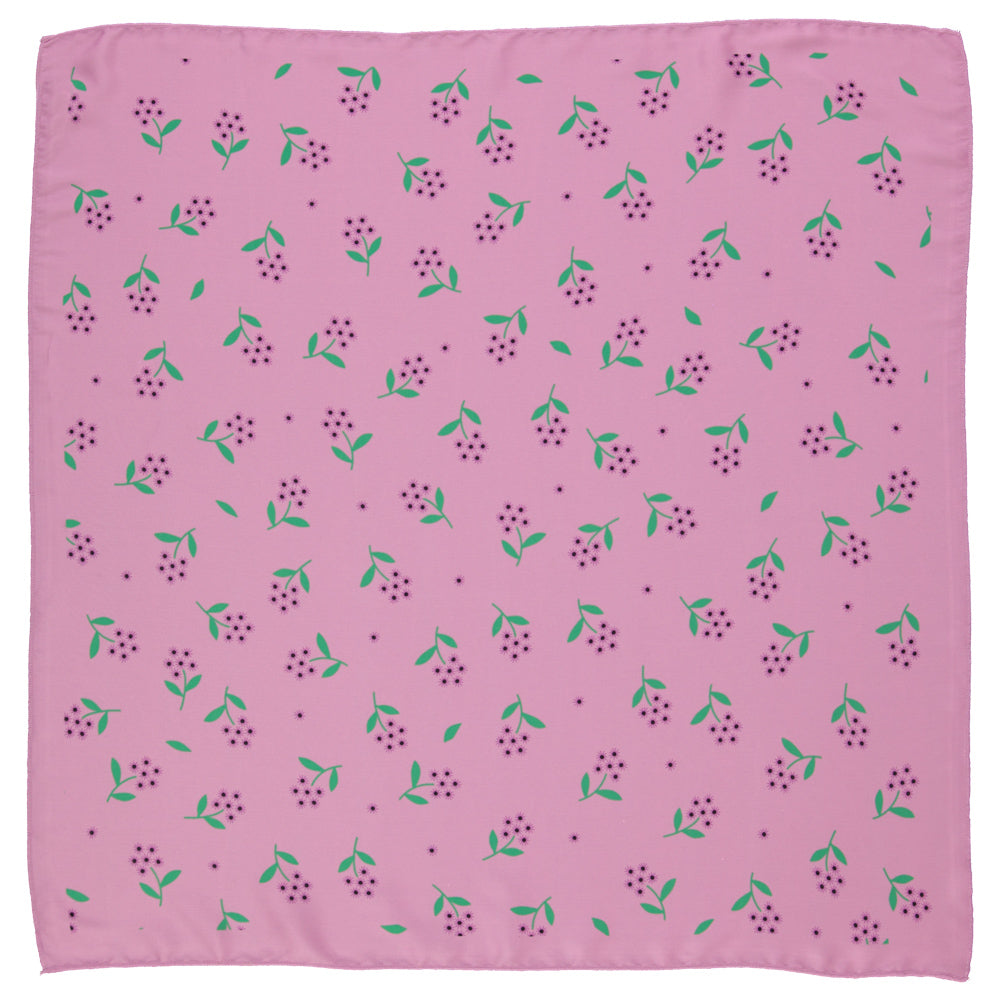 Silky bandana/scarf | Pink w/ ﬂowers allover