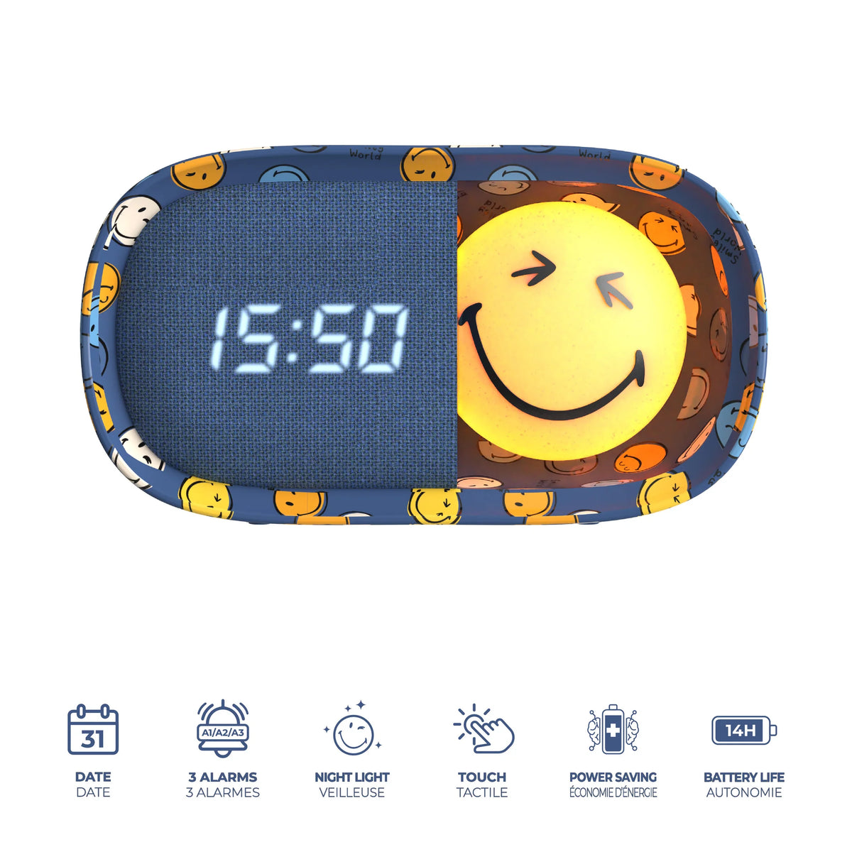 Wecker Smiley - blau