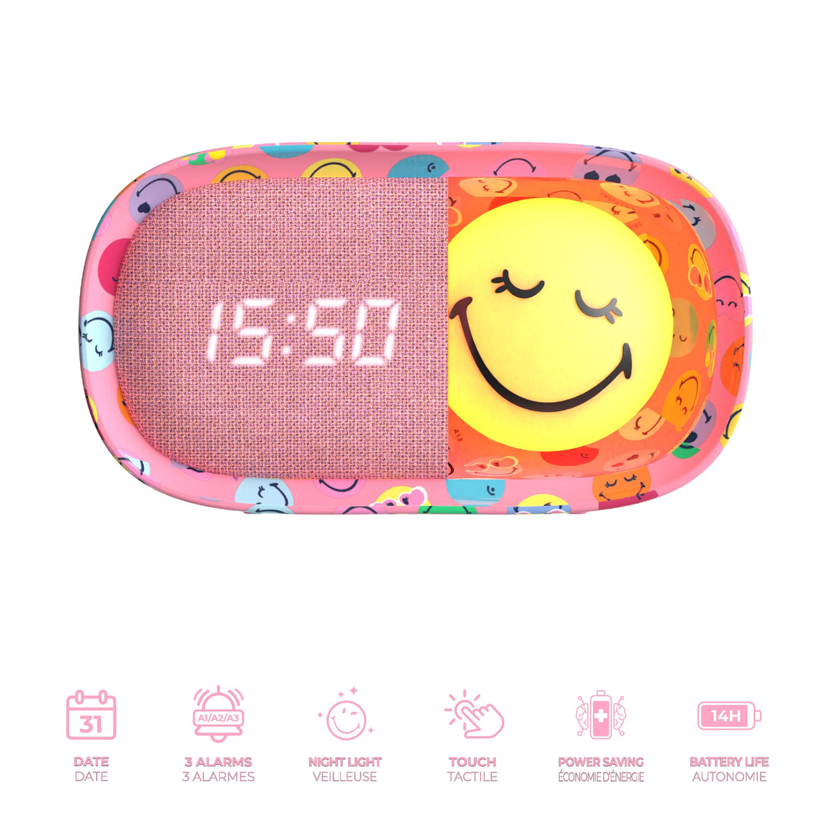 Wecker Smiley - rosa
