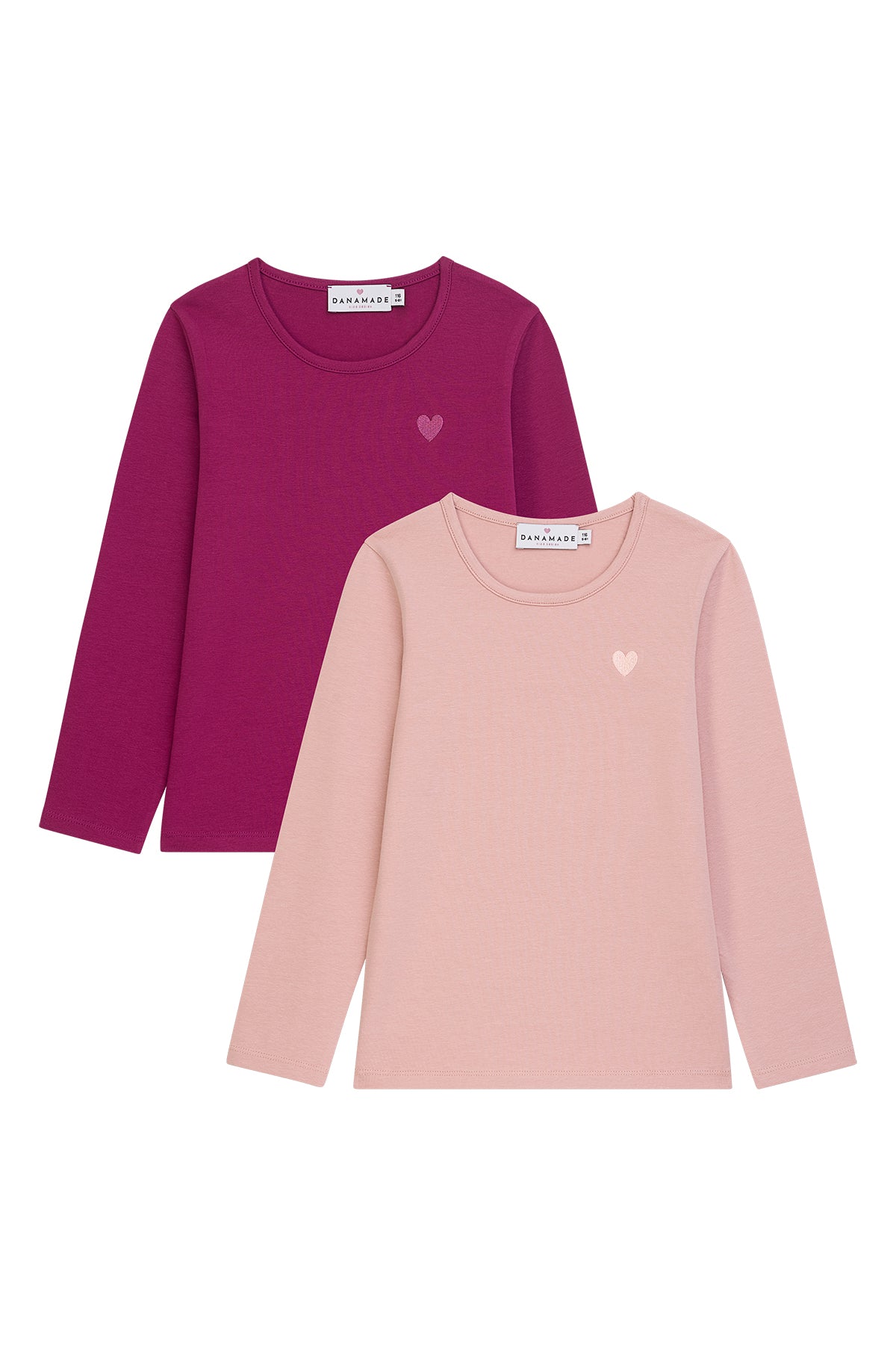 2er Pack Shirt Basic mit Herz - berry