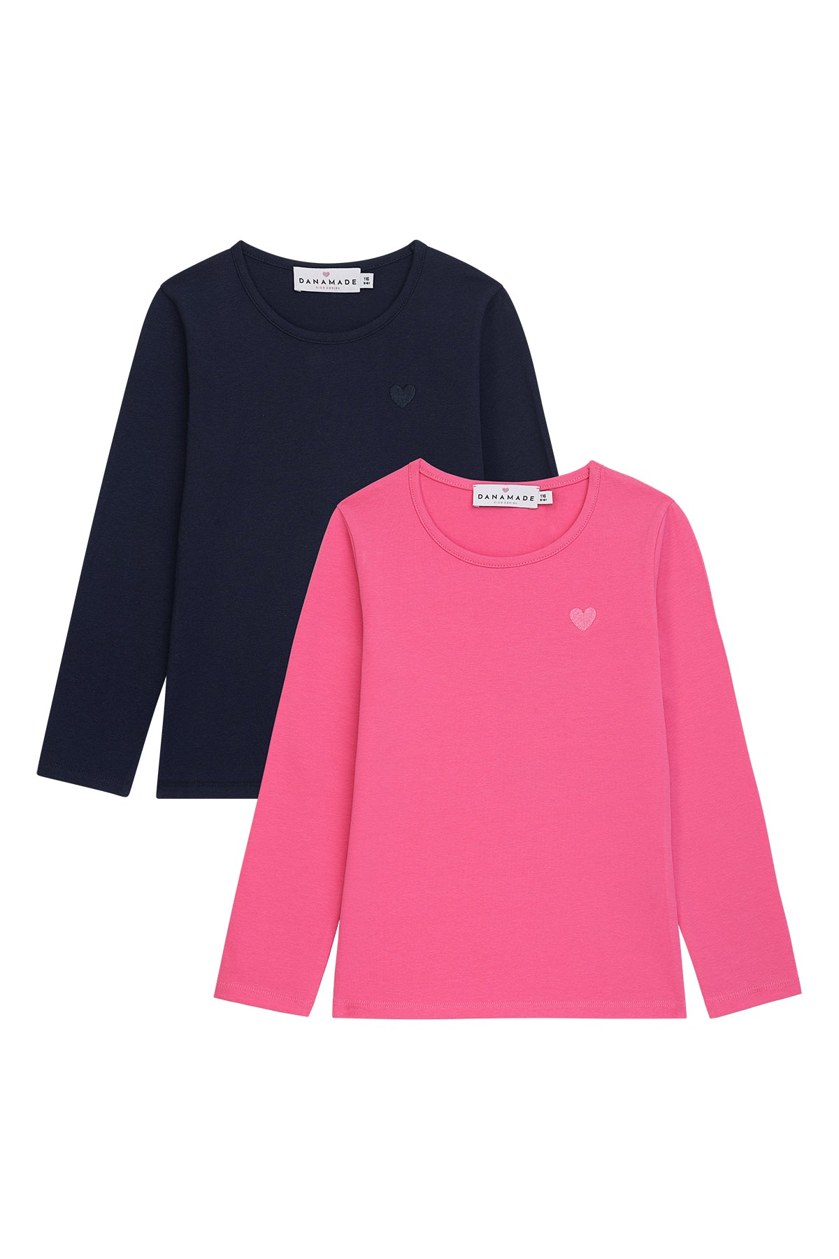 2er Pack Shirt Basic mit Herz - navy/pink