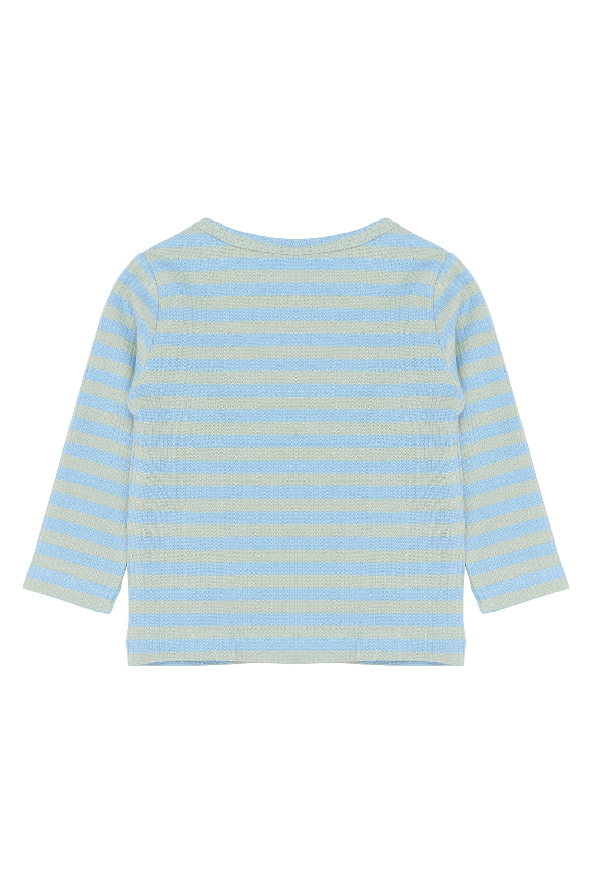 Baby Langarm Rib Shirt - gestreift blau/grün