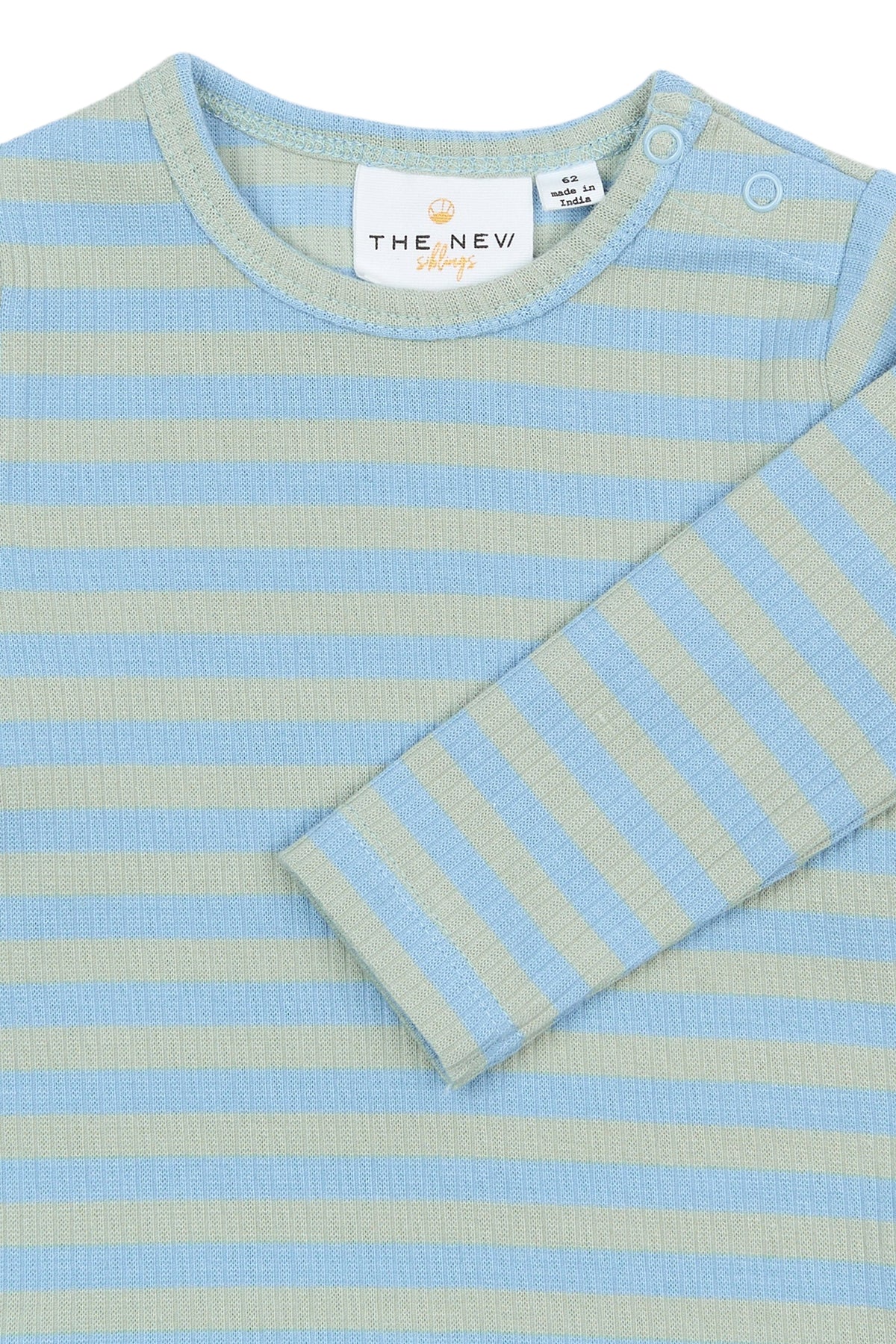 Baby Langarm Rib Shirt - gestreift blau/grün