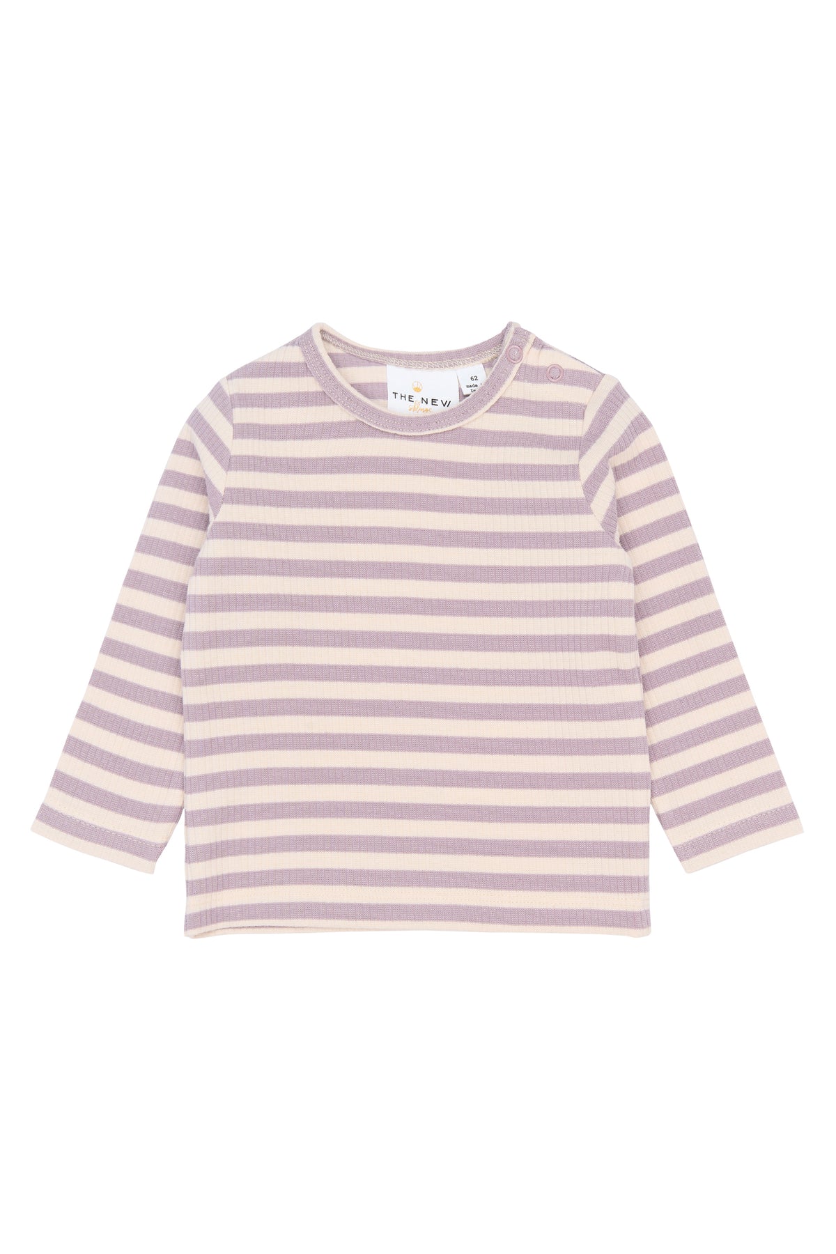 Baby Langarm Rib Shirt - lila/rosa gestreift