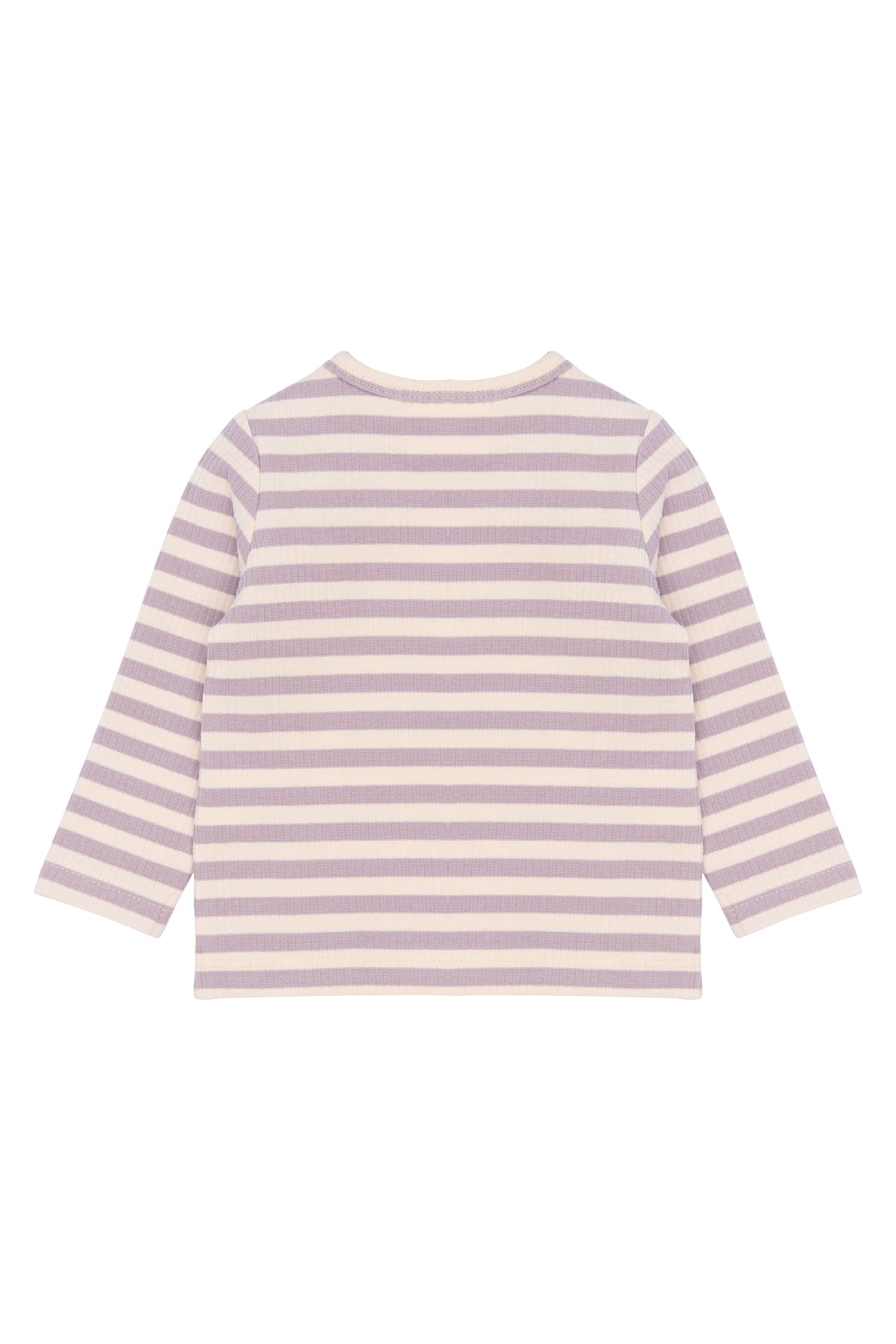 Baby Langarm Rib Shirt - lila/rosa gestreift