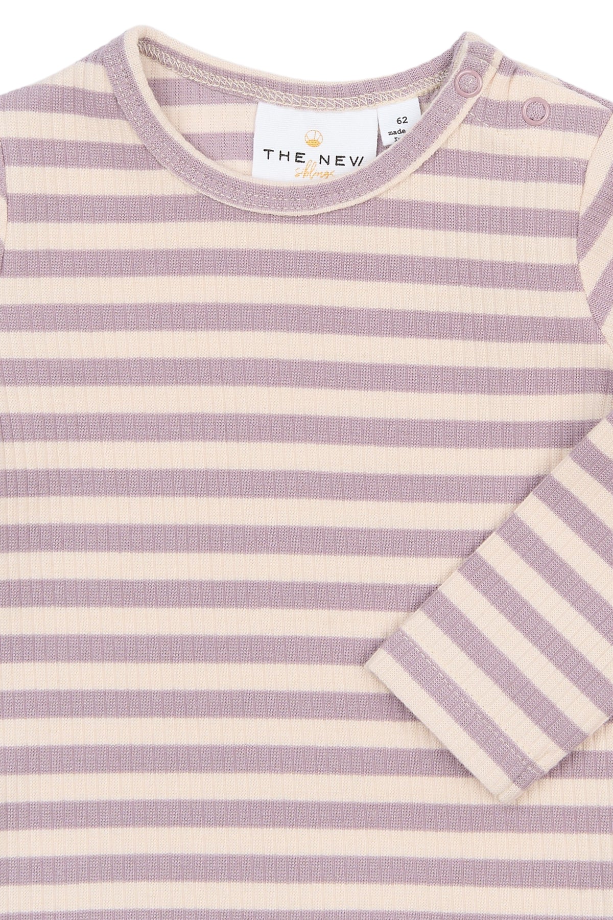 Baby Langarm Rib Shirt - lila/rosa gestreift