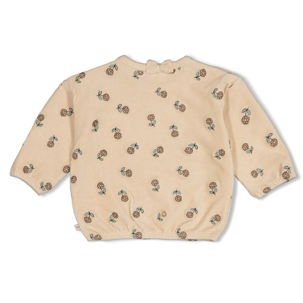 Gerippter Sweater Samt Stickerei Lucky Bloombird